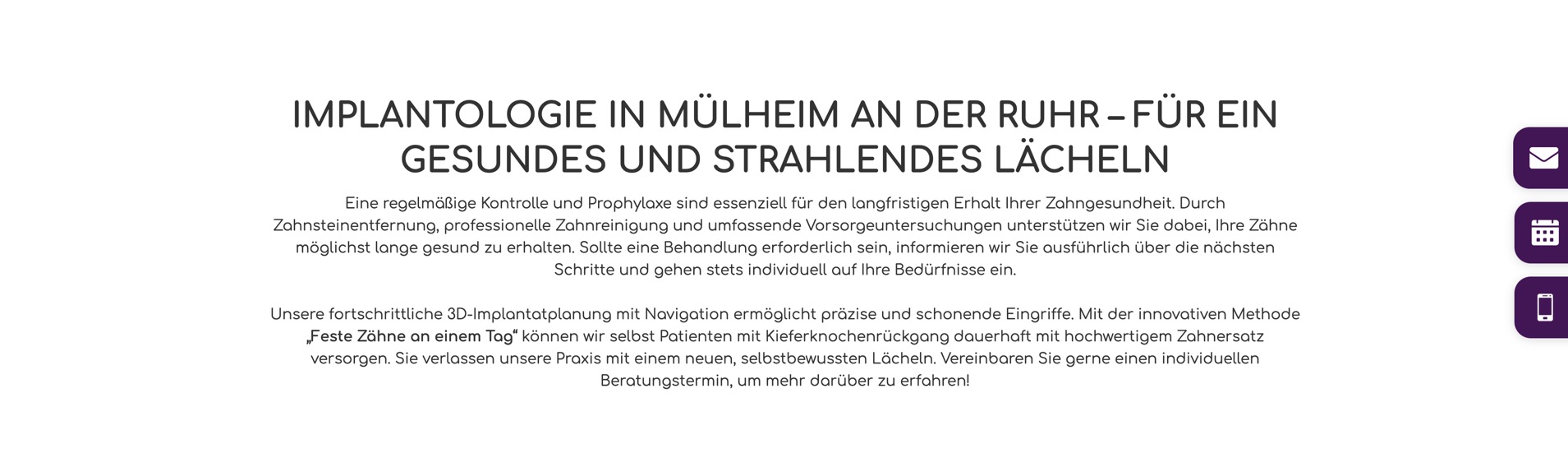 Ausschnitt 1 von 6 der Website von Zahnärzte am Uhlenhorst, Mülheim an der Ruhr