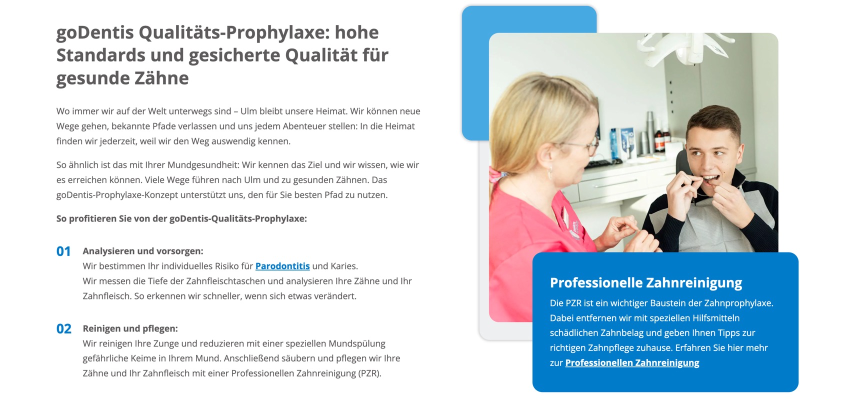 Ausschnitt 5 von 6 der Website von Zahnärzte Ulm, Ulm