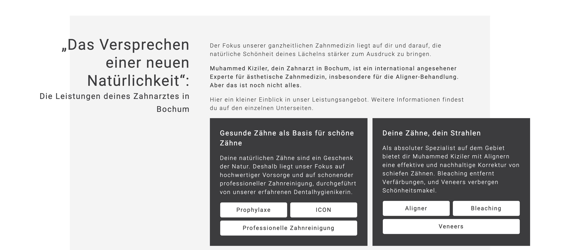 Ausschnitt 4 von 6 der Website von innodentum – Zahnmedizin Bochum, Bochum