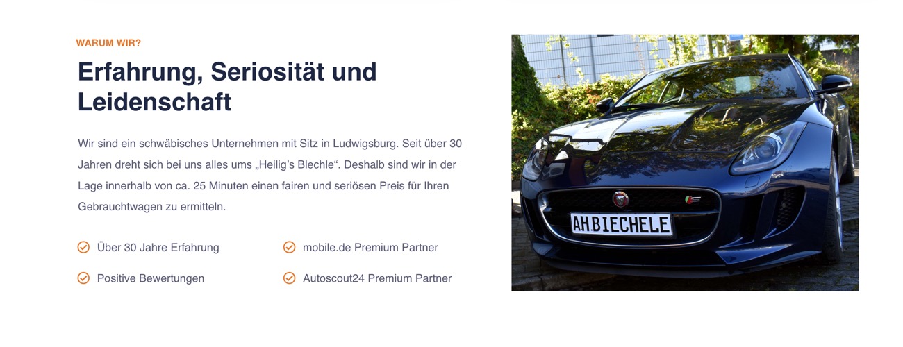 Ausschnitt 3 von 6 der Website von Biechele Automobile, Ludwigshafen am Rhein