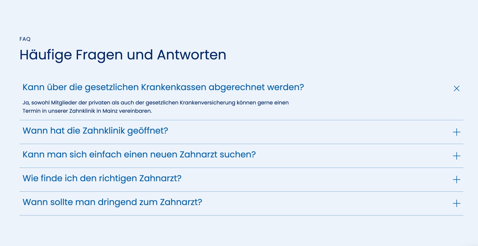 Ausschnitt 2 von 6 der Website von Dr. Kraus Zahnärzte & Implantatklinik, Mainz