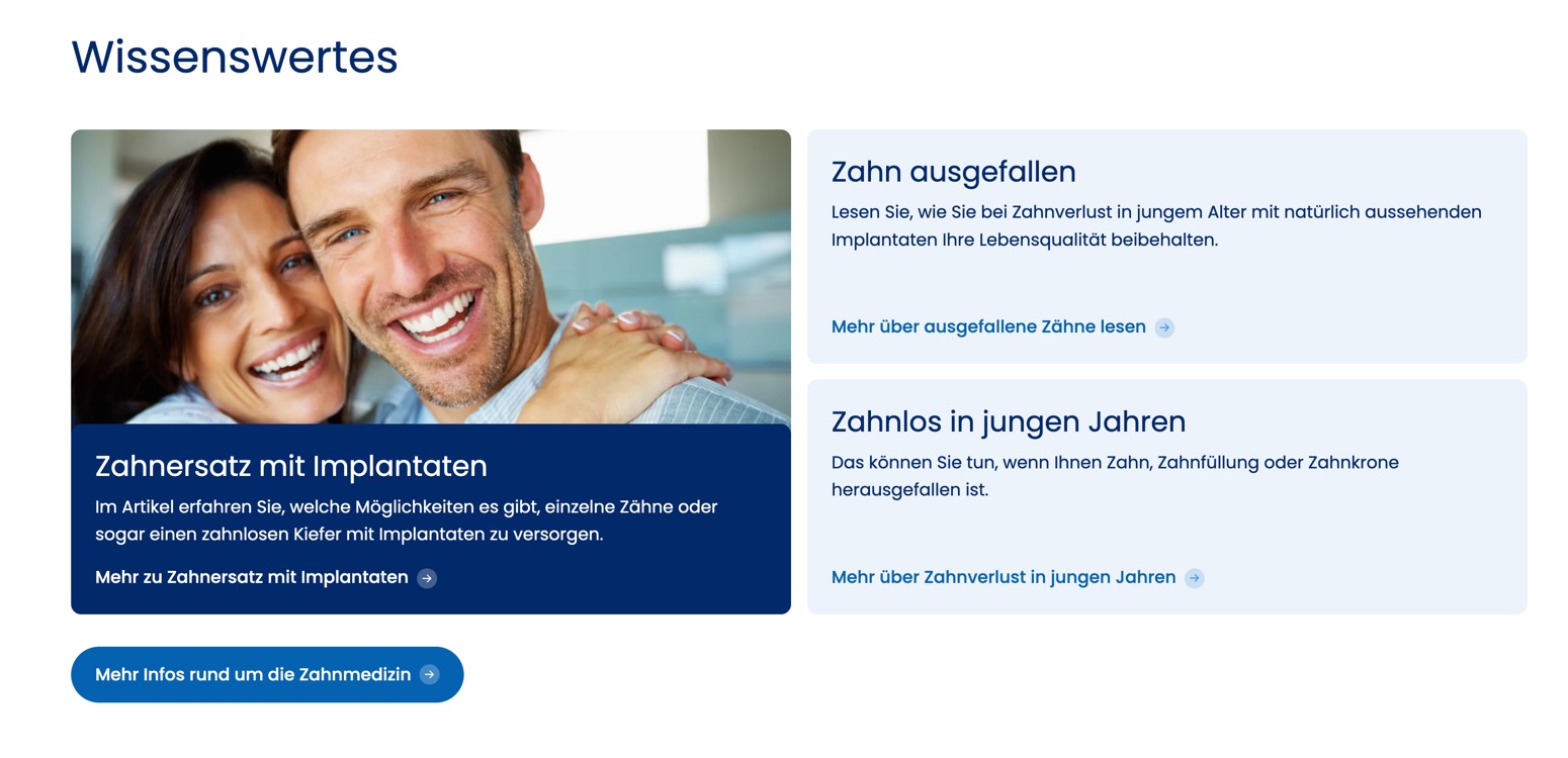 Ausschnitt 6 von 6 der Website von Dr. Kraus Zahnärzte & Implantatklinik, Mainz