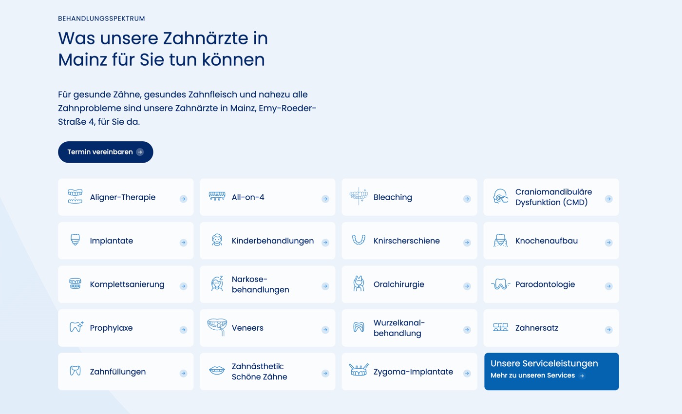 Ausschnitt 3 von 6 der Website von Dr. Kraus Zahnärzte & Implantatklinik, Mainz