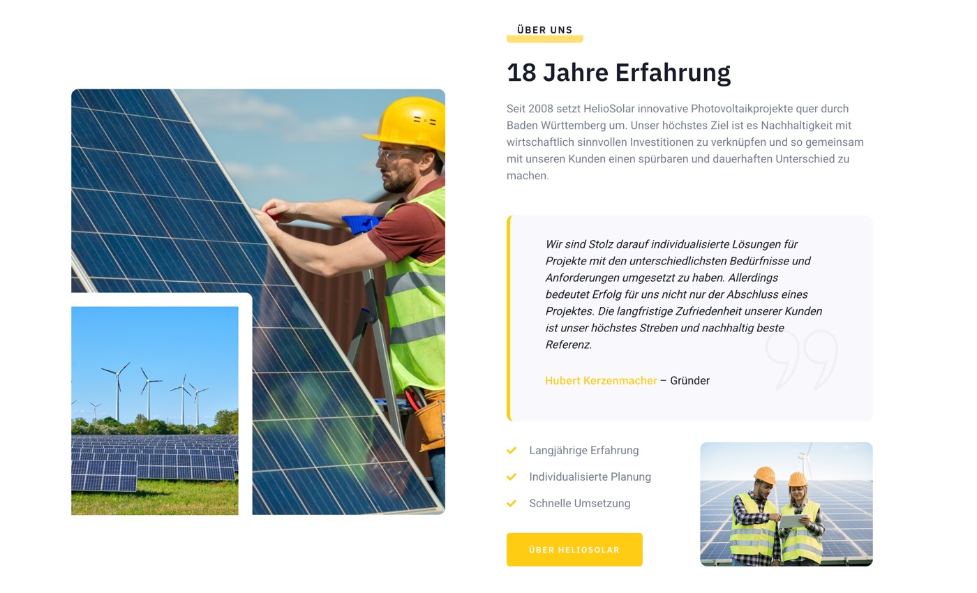 Ausschnitt 1 von 6 der Website von Helio Solar, Landkreis Breisgau-Hochschwarzwald