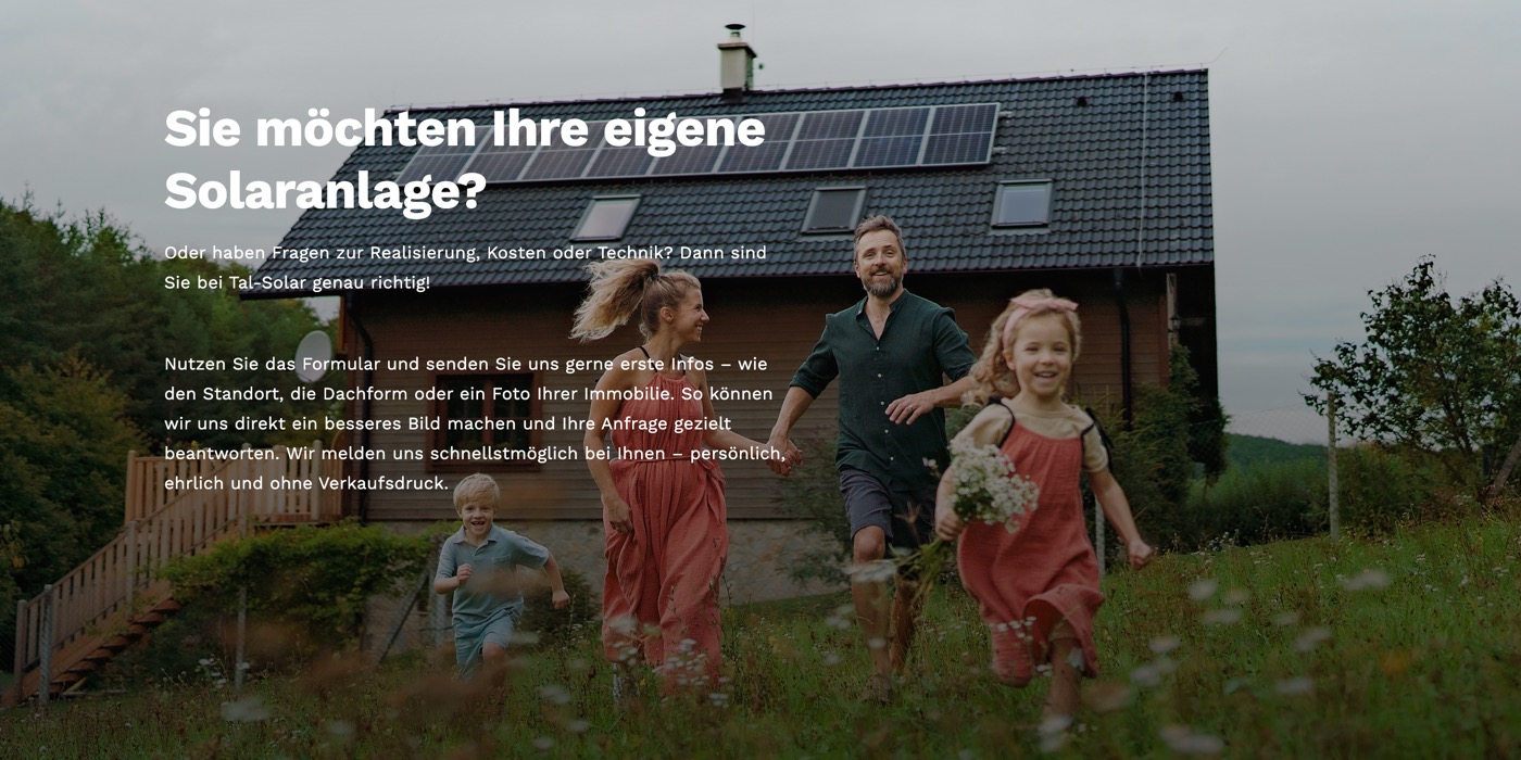 Ausschnitt 4 von 5 der Website von Tal Solar, Wuppertal
