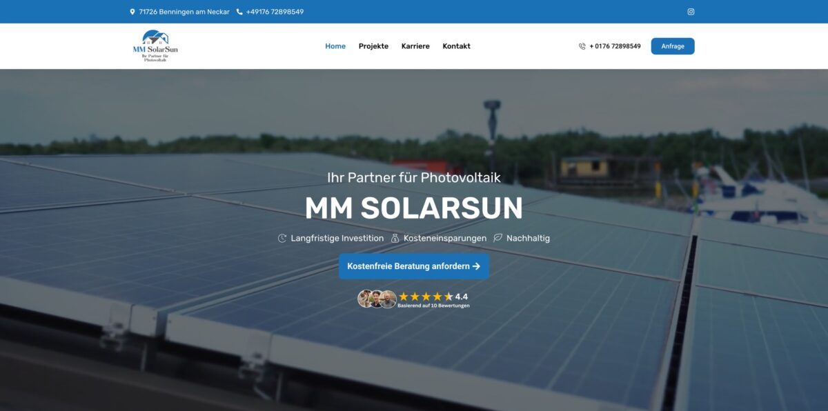 Screenshot der Website