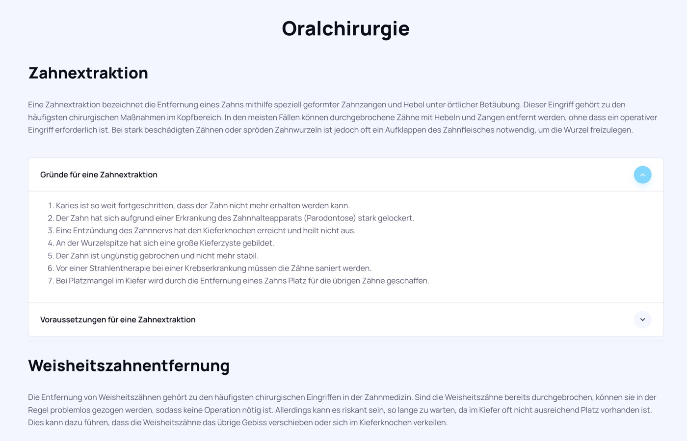 Ausschnitt 4 von 5 der Website von Zahnarztteam Bergheim, Rhein-Erft-Kreis