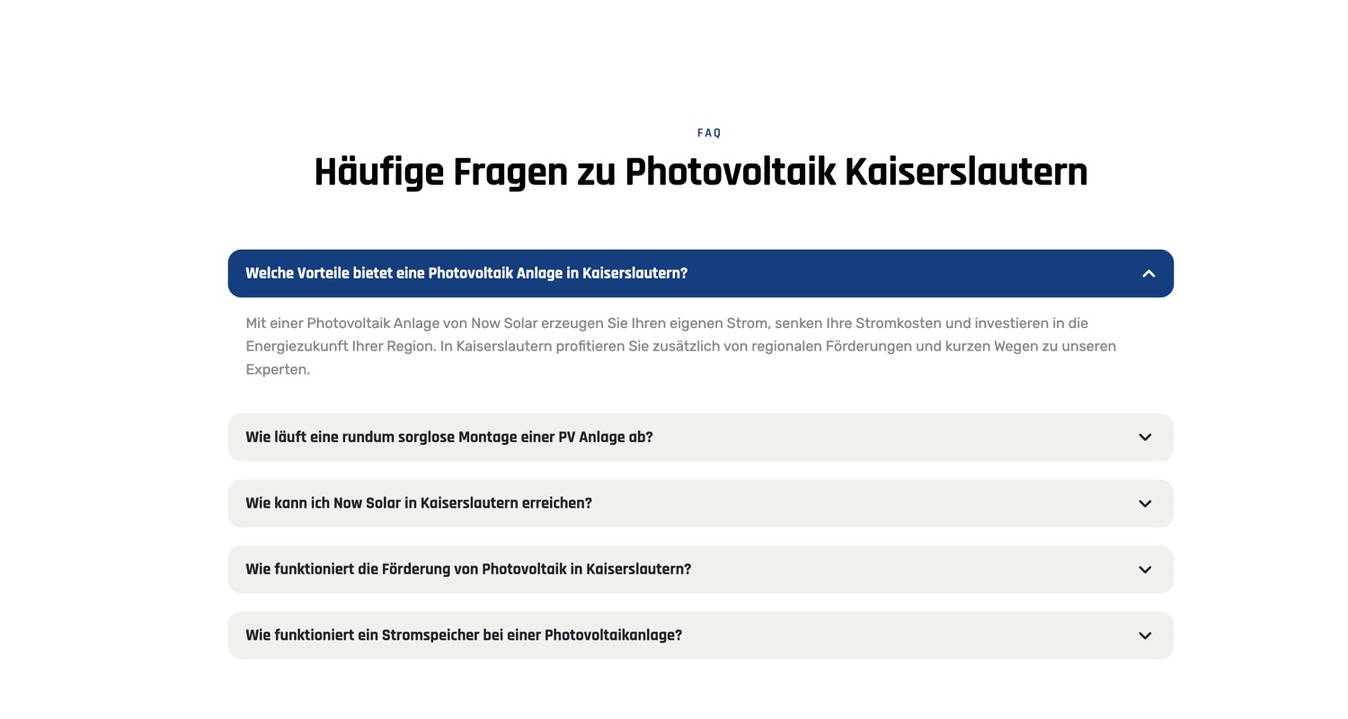 Ausschnitt 3 von 6 der Website von Now Solar, Landkreis Kaiserslautern