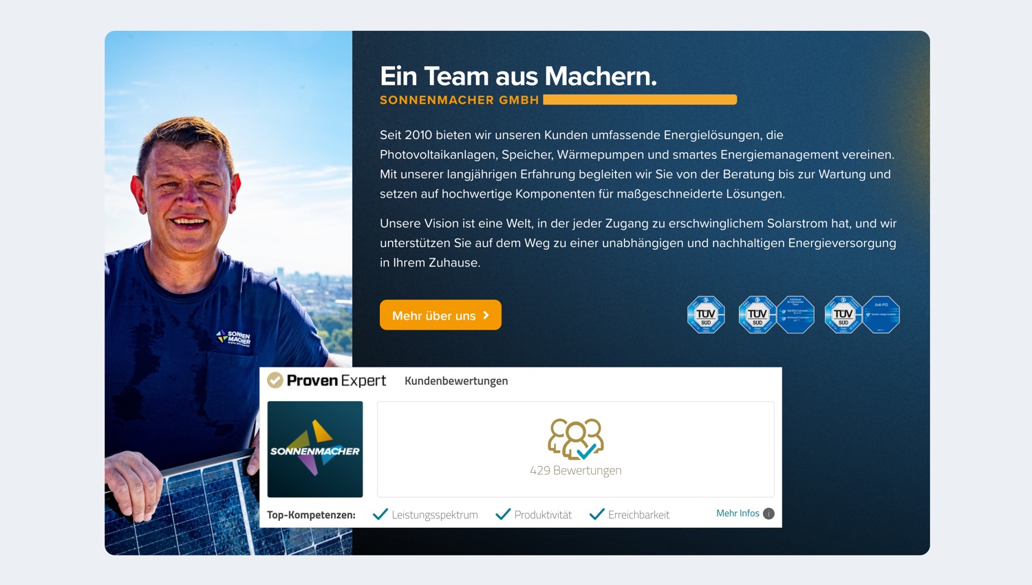 Ausschnitt 4 von 6 der Website von Sonnenmacher, München