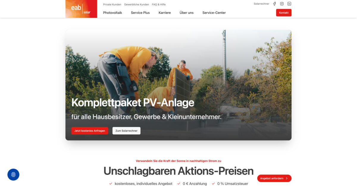 Screenshot der Website