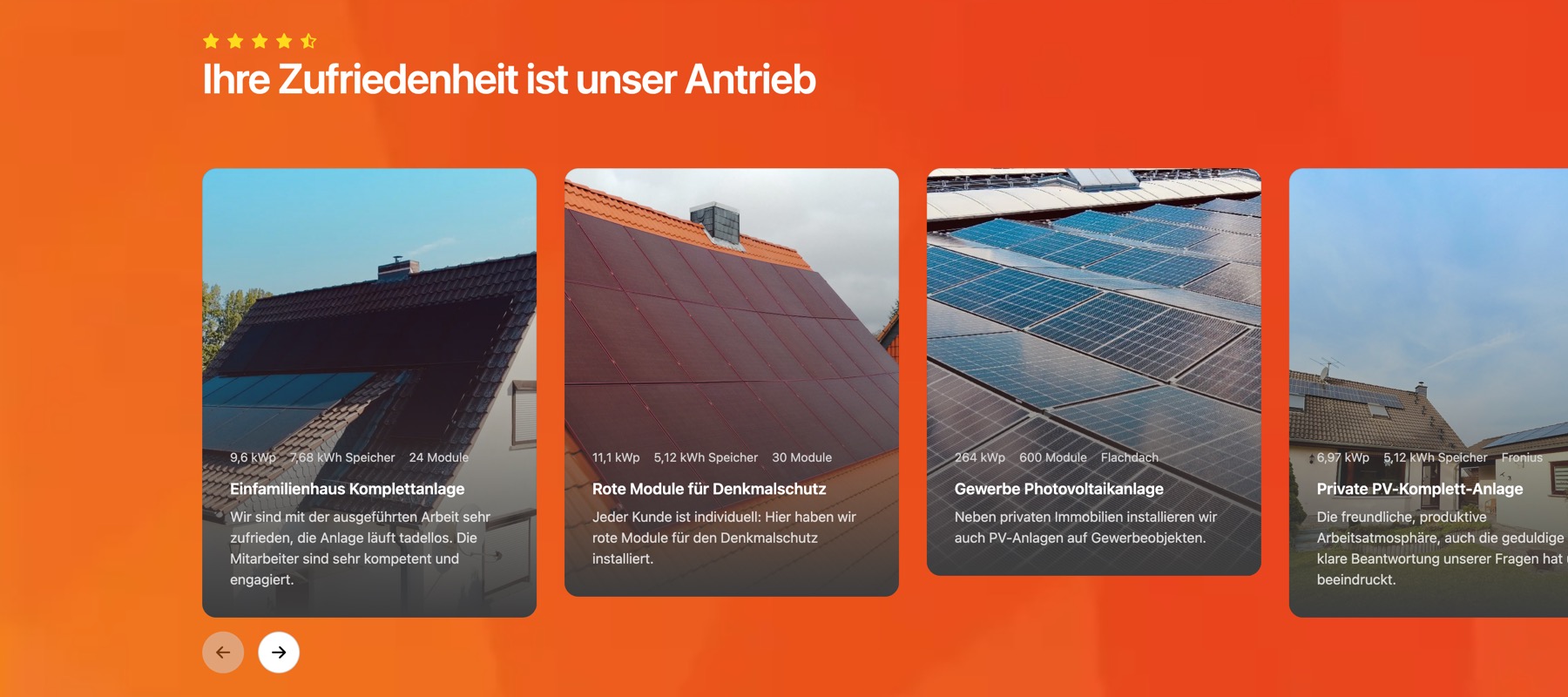 Ausschnitt 2 von 6 der Website von eab solar, Magdeburg