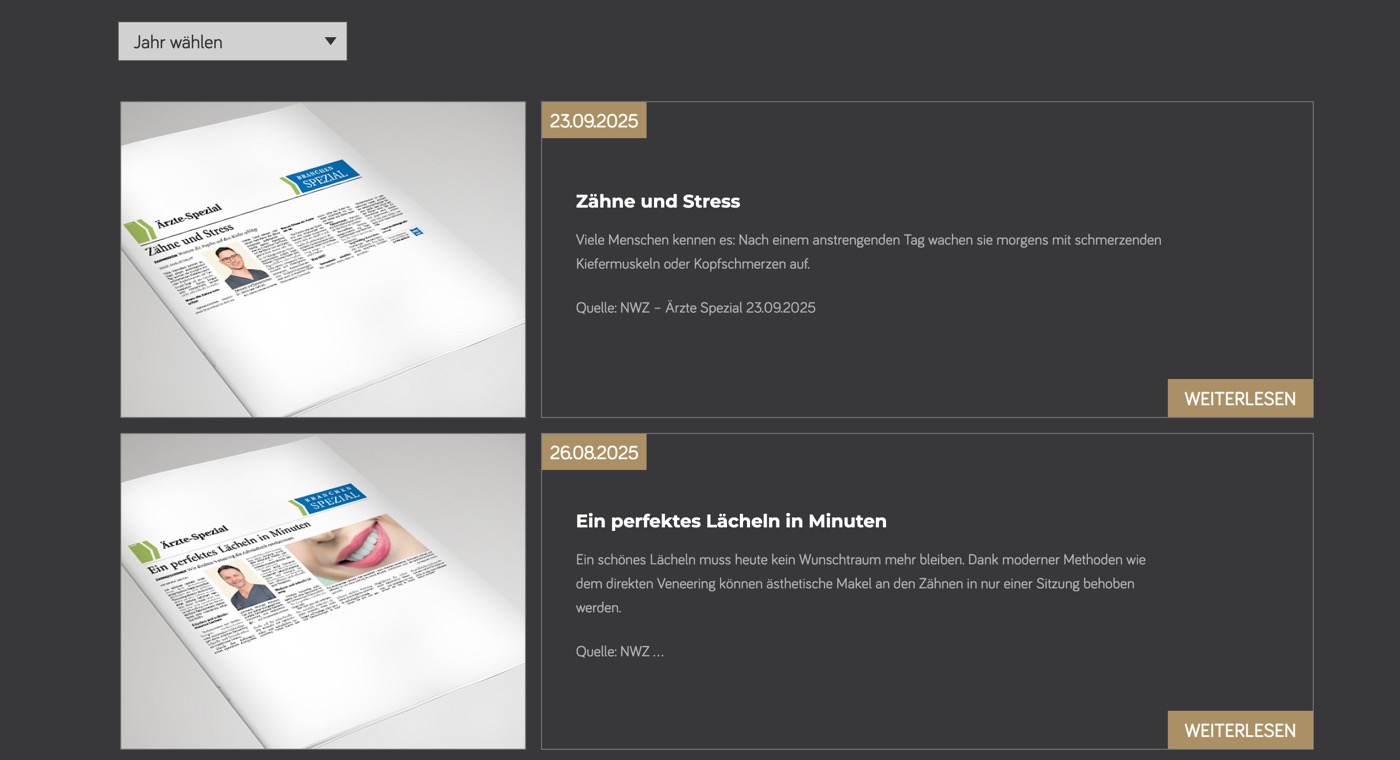 Ausschnitt 6 von 6 der Website von Die Oldenburger Zahnärzte, Oldenburg (Oldenburg)