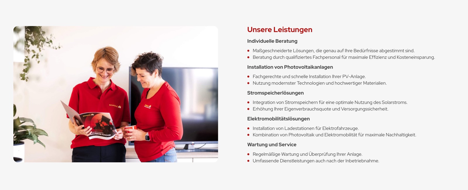 Ausschnitt 4 von 5 der Website von Schulz PV, Kreis Recklinghausen