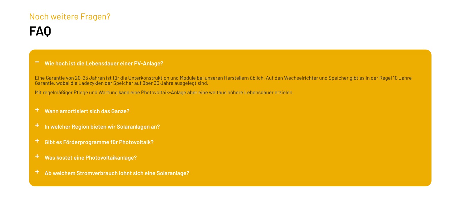 Ausschnitt 3 von 6 der Website von Puls‑Solar, Leipzig