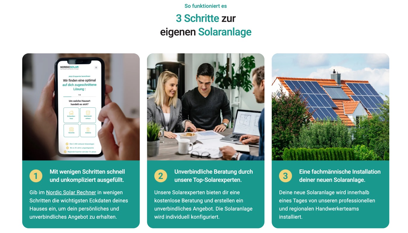 Ausschnitt 2 von 6 der Website von Nordic Solar, Hamburg