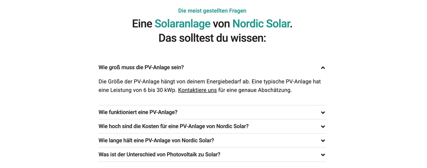 Ausschnitt 5 von 6 der Website von Nordic Solar, Hamburg