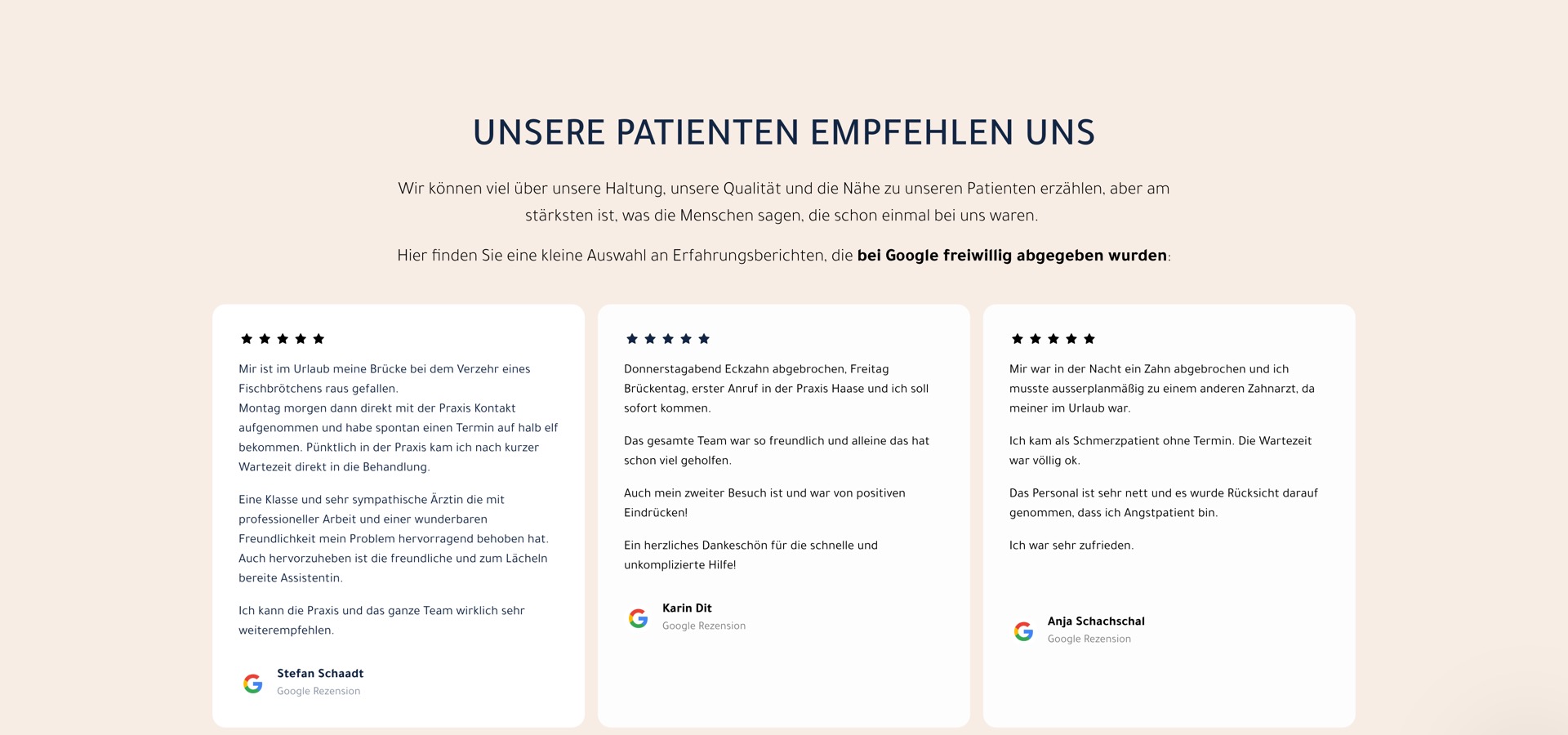 Ausschnitt 4 von 5 der Website von Praxis Annett Haase, Landkreis Vorpommern-Rügen