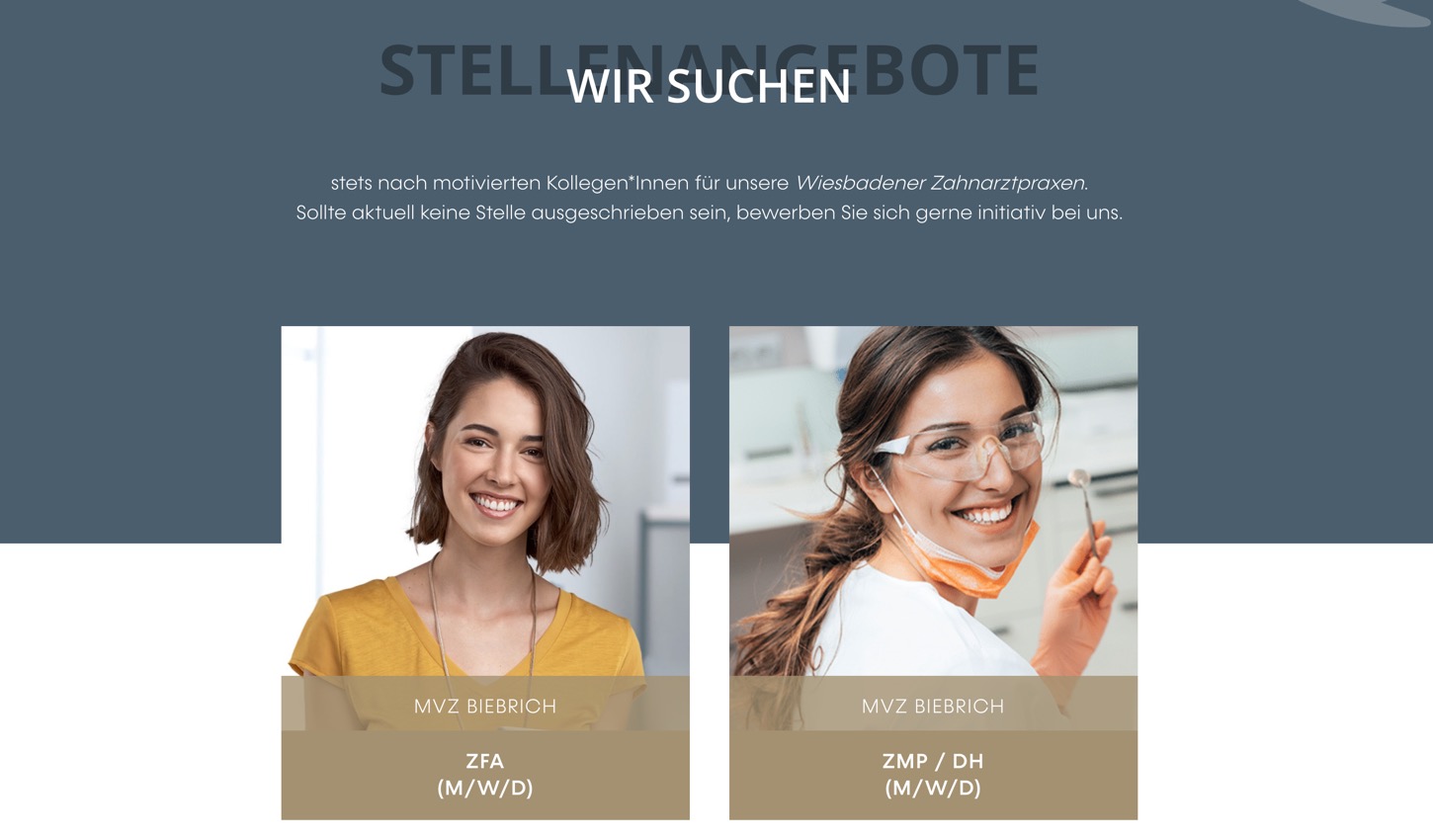 Ausschnitt 2 von 6 der Website von MVZ Zahngenial, Wiesbaden