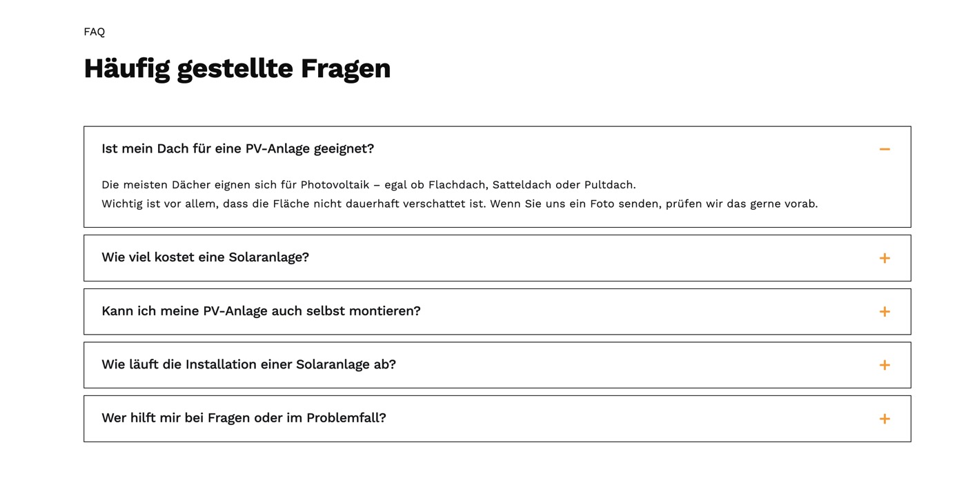 Ausschnitt 3 von 5 der Website von Tal Solar, Wuppertal