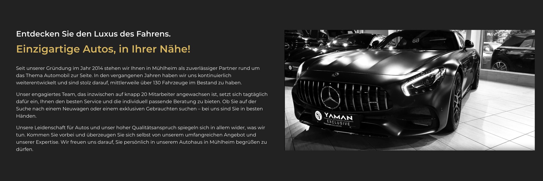 Ausschnitt 2 von 5 der Website von Yaman Exclusive Automobile, Mülheim an der Ruhr