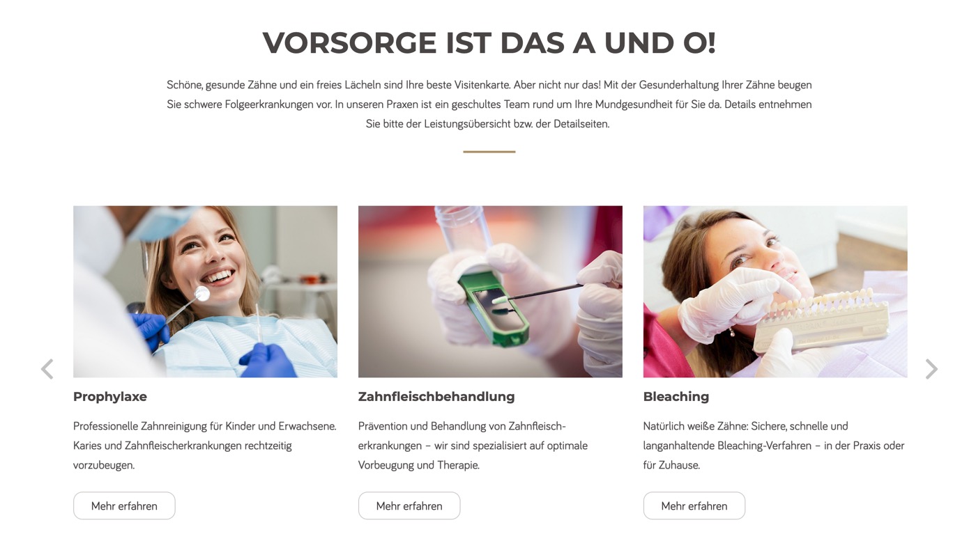 Ausschnitt 2 von 6 der Website von Die Oldenburger Zahnärzte, Oldenburg (Oldenburg)