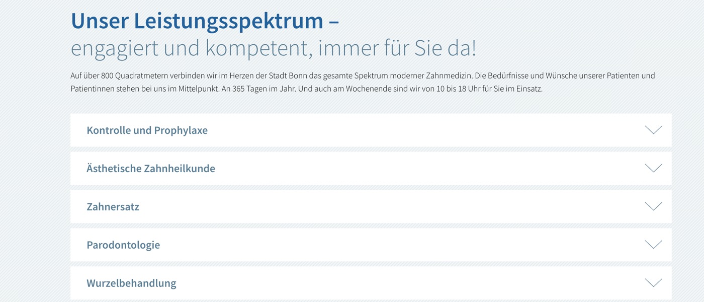 Ausschnitt 2 von 6 der Website von Dental-Soul MVZ GbR, Bonn