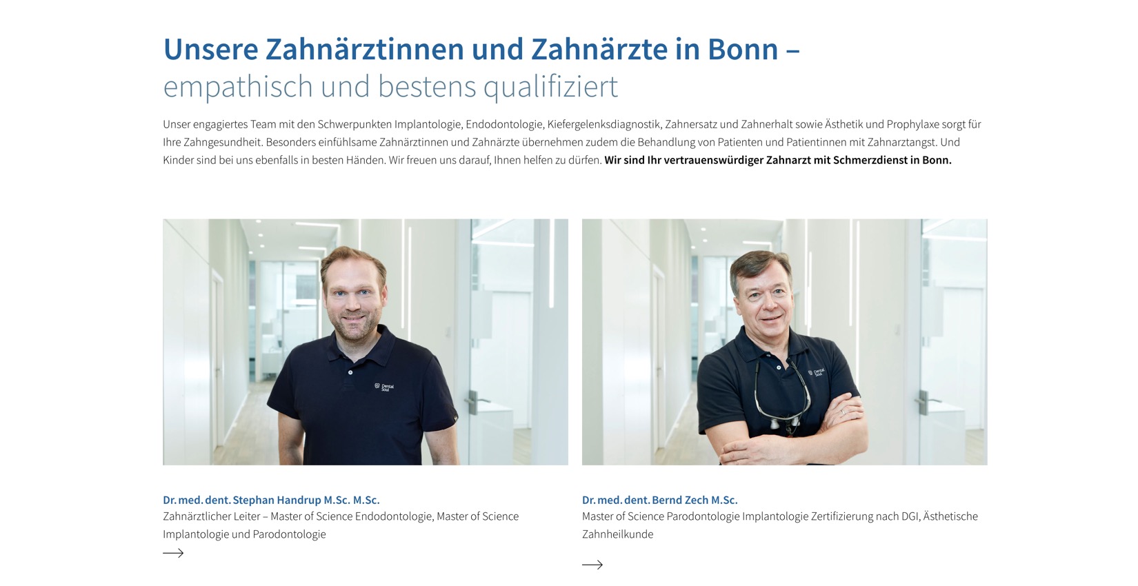 Ausschnitt 3 von 6 der Website von Dental-Soul MVZ GbR, Bonn