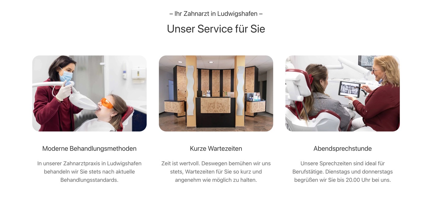 Ausschnitt 5 von 6 der Website von Zahnarztpraxis Dr. Susanne Axmann, Ludwigshafen am Rhein