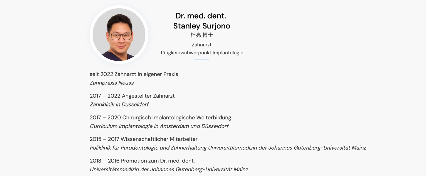 Ausschnitt 4 von 4 der Website von Zahnpraxis Neuss, Neuss