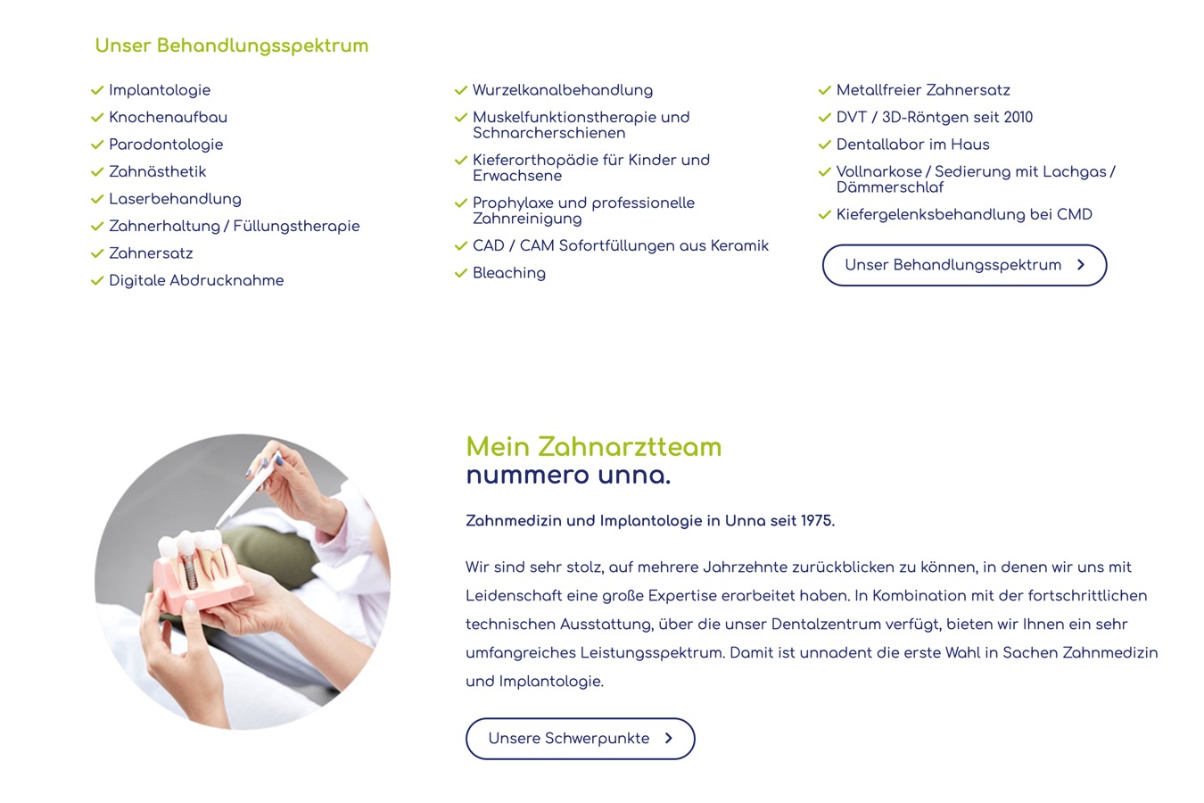Ausschnitt 3 von 5 der Website von Unnadent, Kreis Unna