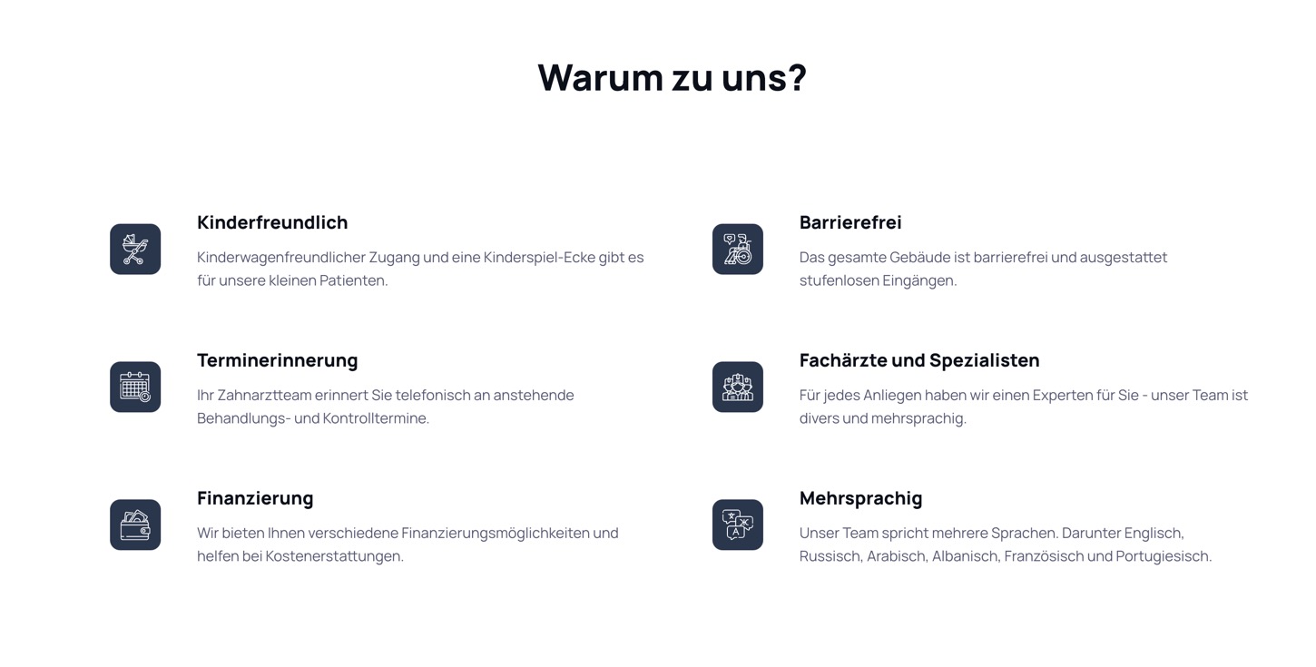 Ausschnitt 1 von 5 der Website von Zahnarztteam Bergheim, Rhein-Erft-Kreis
