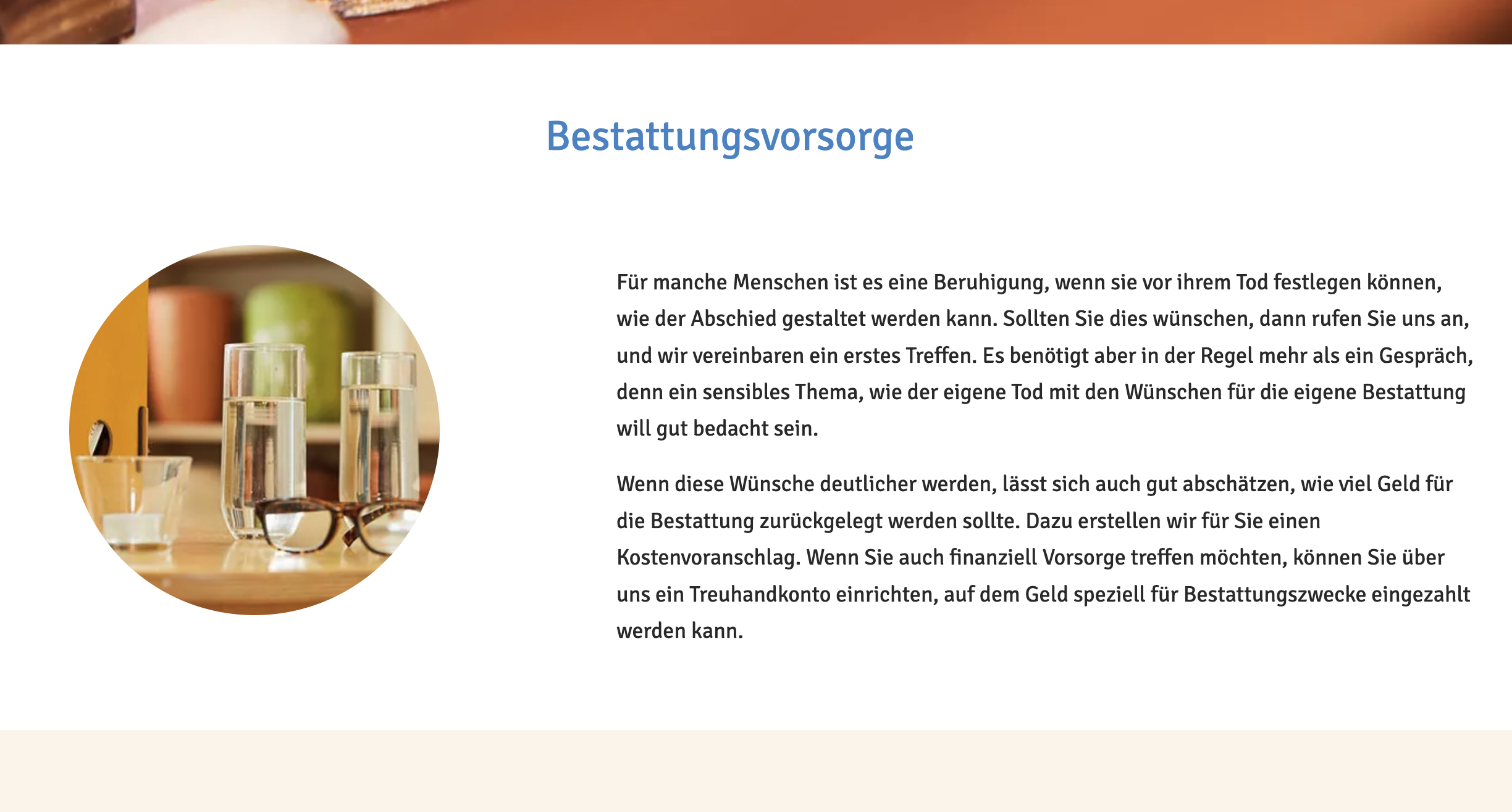 Ausschnitt 2 von 4 der Website von Horizonte auf der Haid Bestattungen und Trauerbegleitung OHG, Freiburg im Breisgau