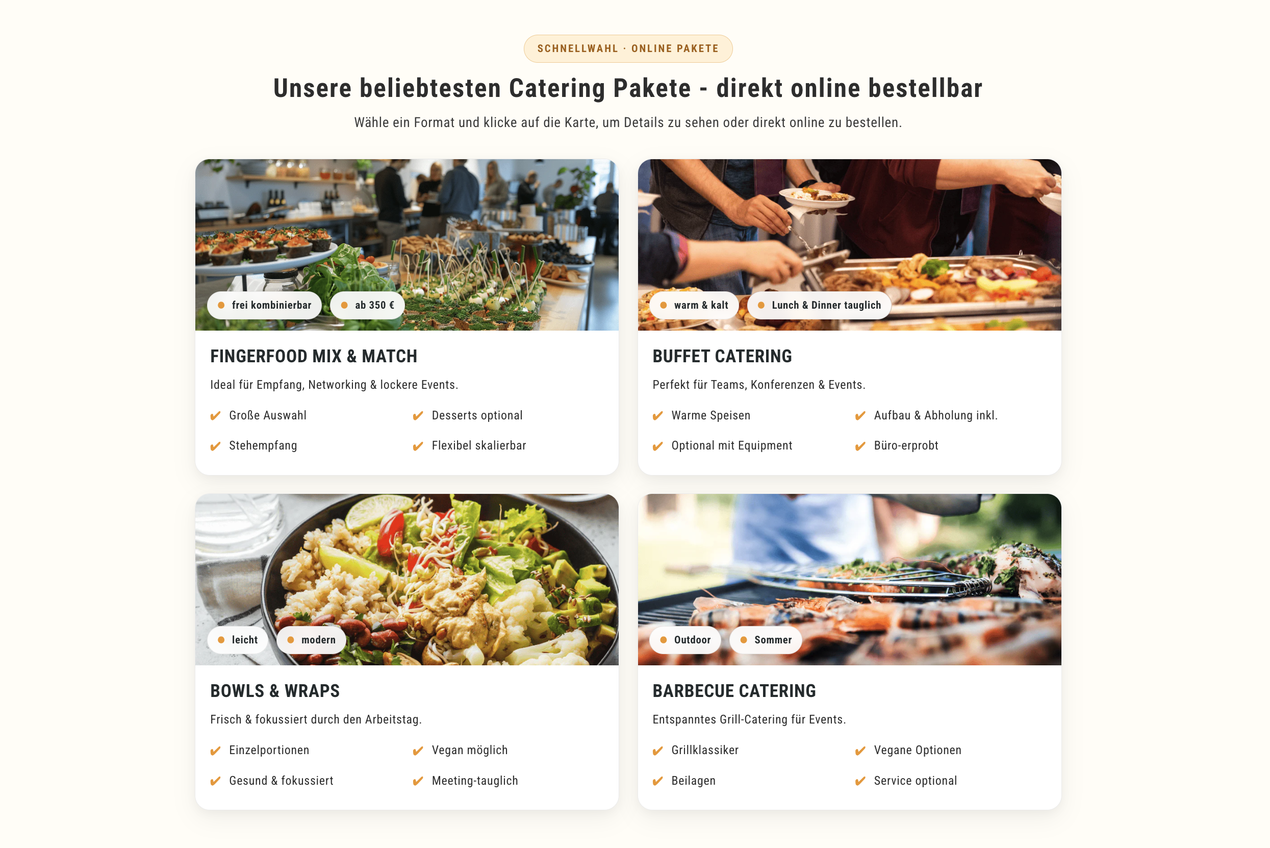 Ausschnitt 1 von 4 der Website von Glüxgefühl Catering Company, Berlin