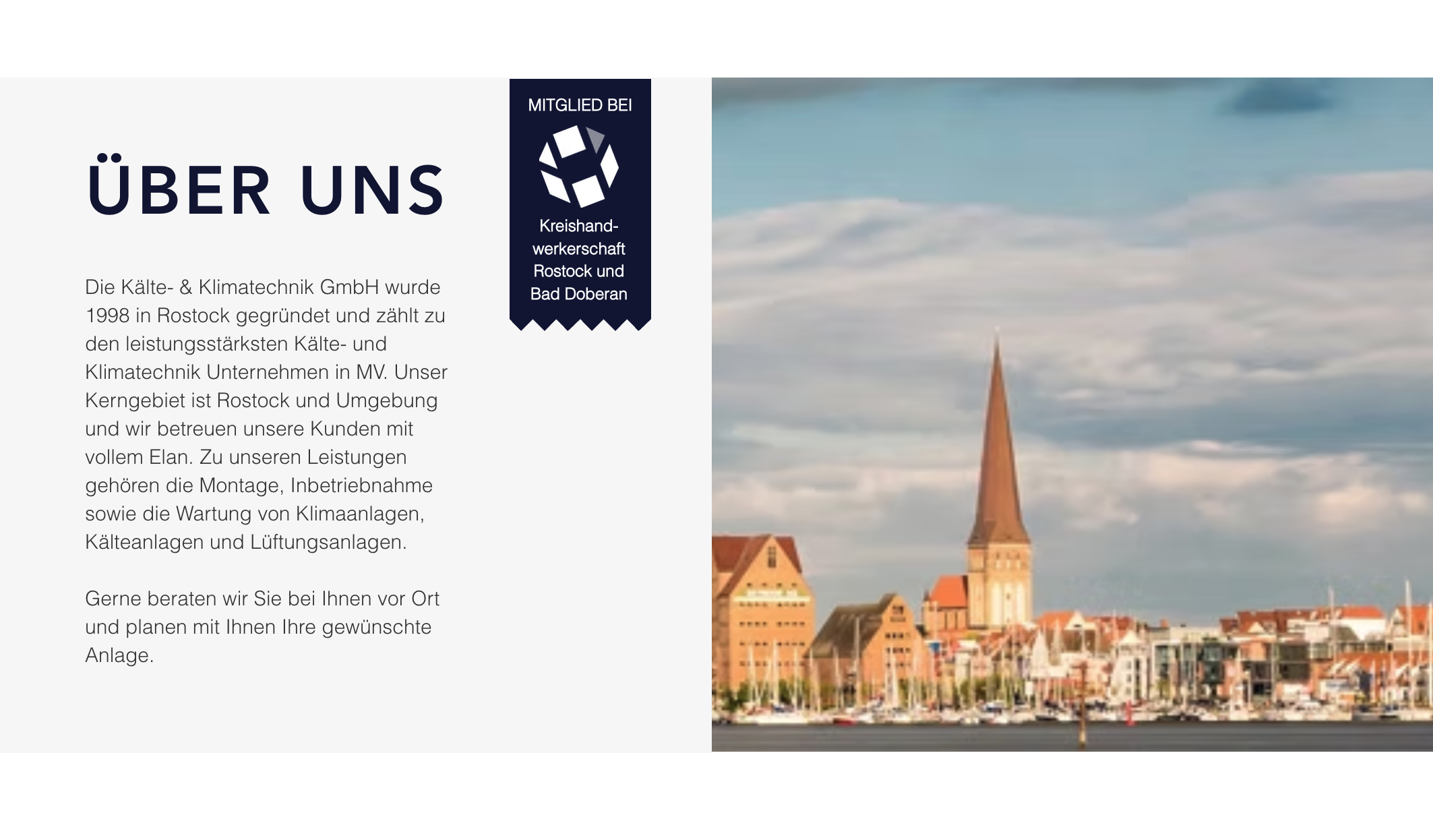 Ausschnitt 4 von 4 der Website von Kälte- und Klimatechnik Rostock GmbH, Rostock