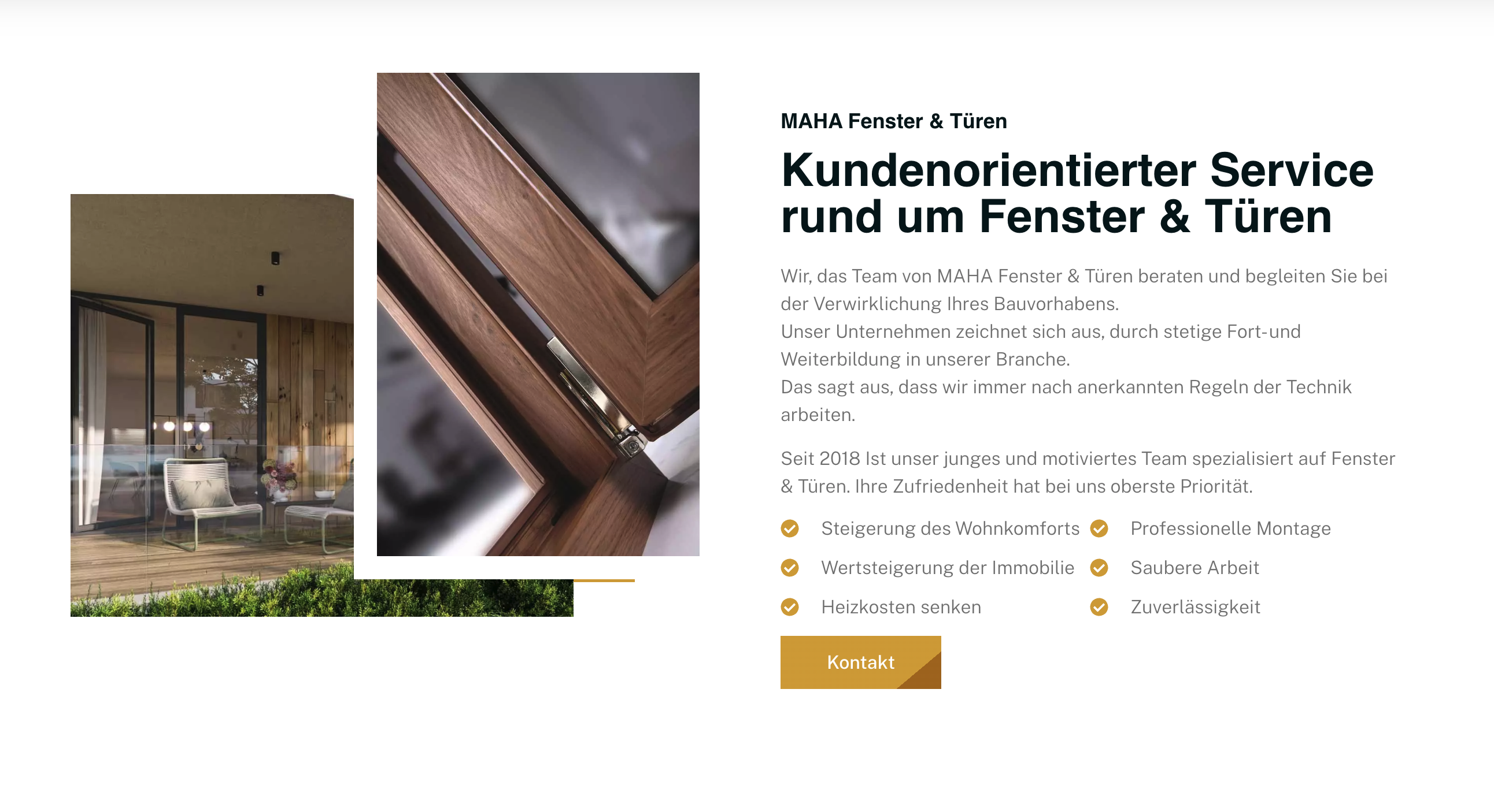 Ausschnitt 1 von 4 der Website von MaHa Fenster und Türen, Bremen