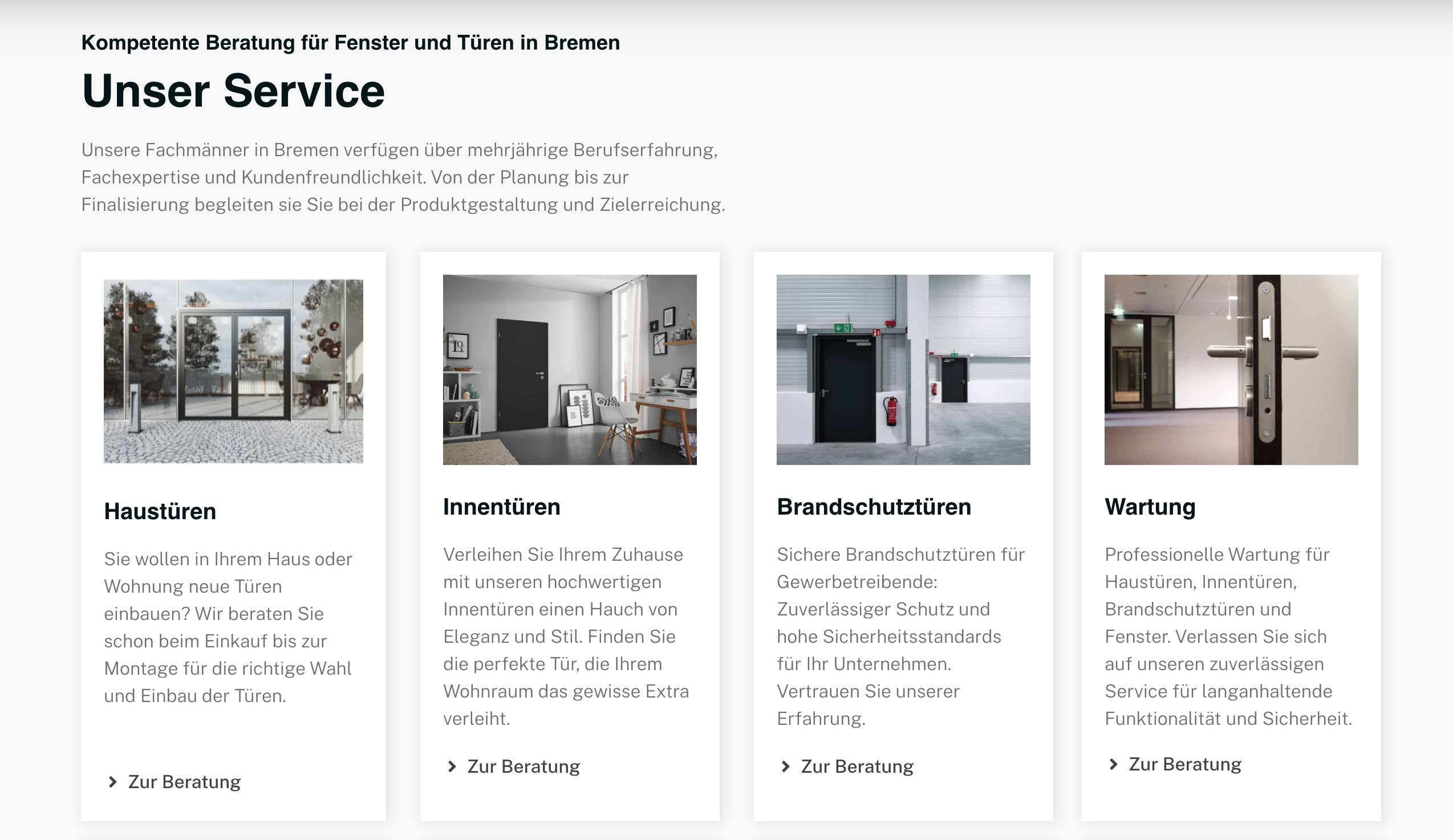 Ausschnitt 4 von 4 der Website von MaHa Fenster und Türen, Bremen