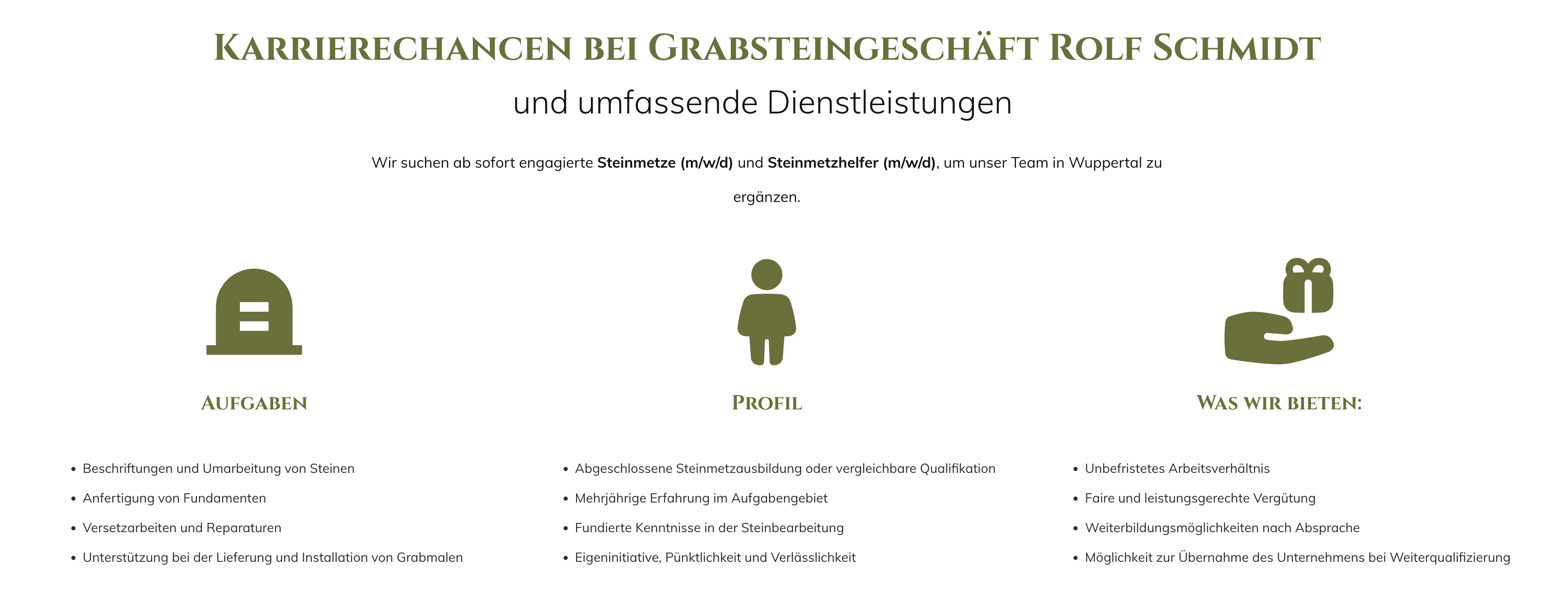 Ausschnitt 1 von 4 der Website von Grabsteingeschäft Rolf Schmidt e. K. Inh. Frank Lehmkuhl, Wuppertal