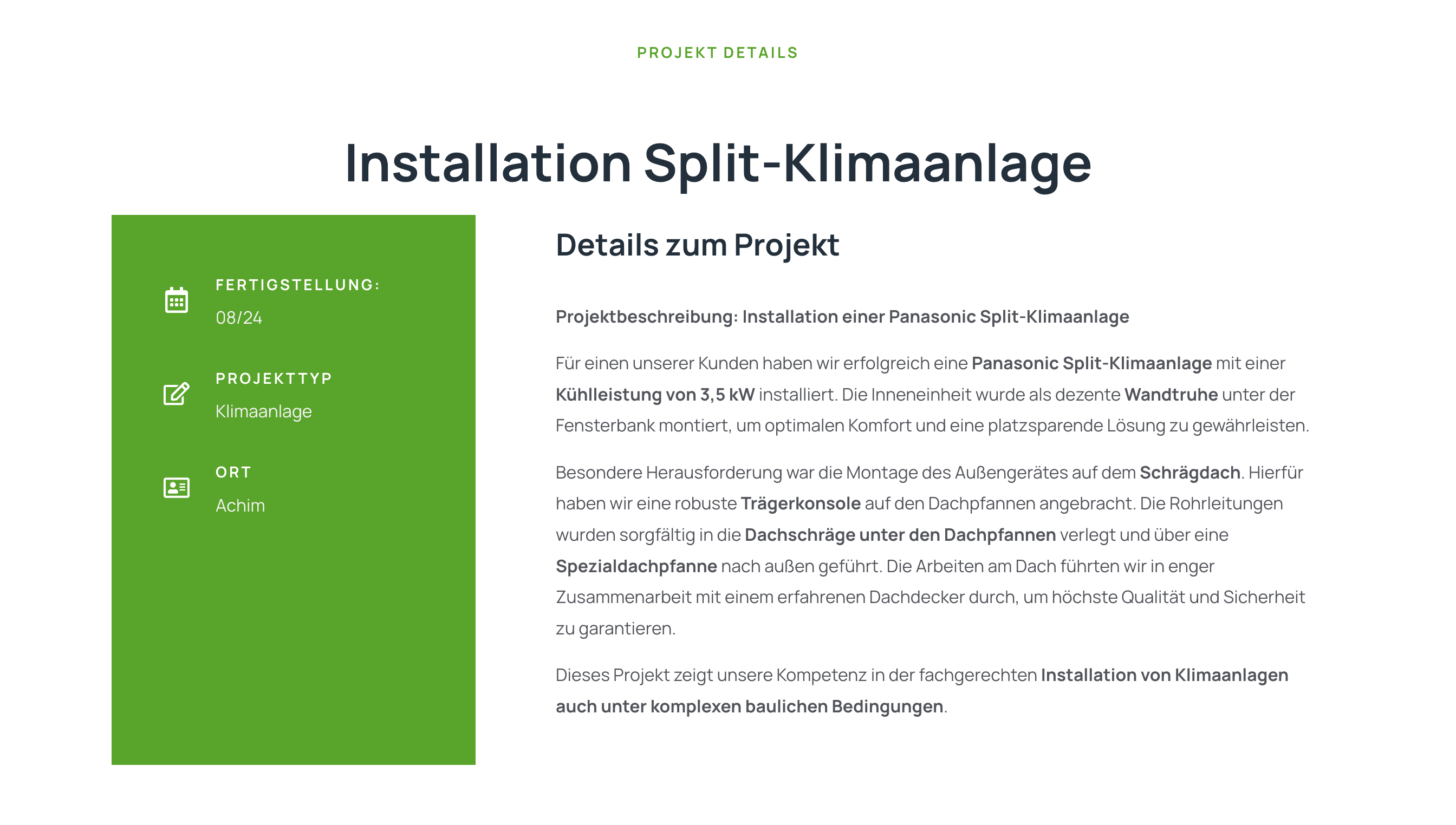 Ausschnitt 2 von 4 der Website von Malte Snater Klimatechnik, Landkreis Diepholz
