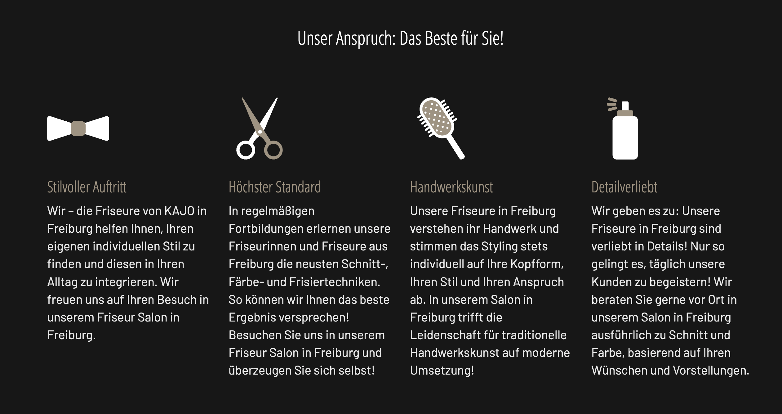 Ausschnitt 1 von 4 der Website von KAJO Friseure, Freiburg im Breisgau