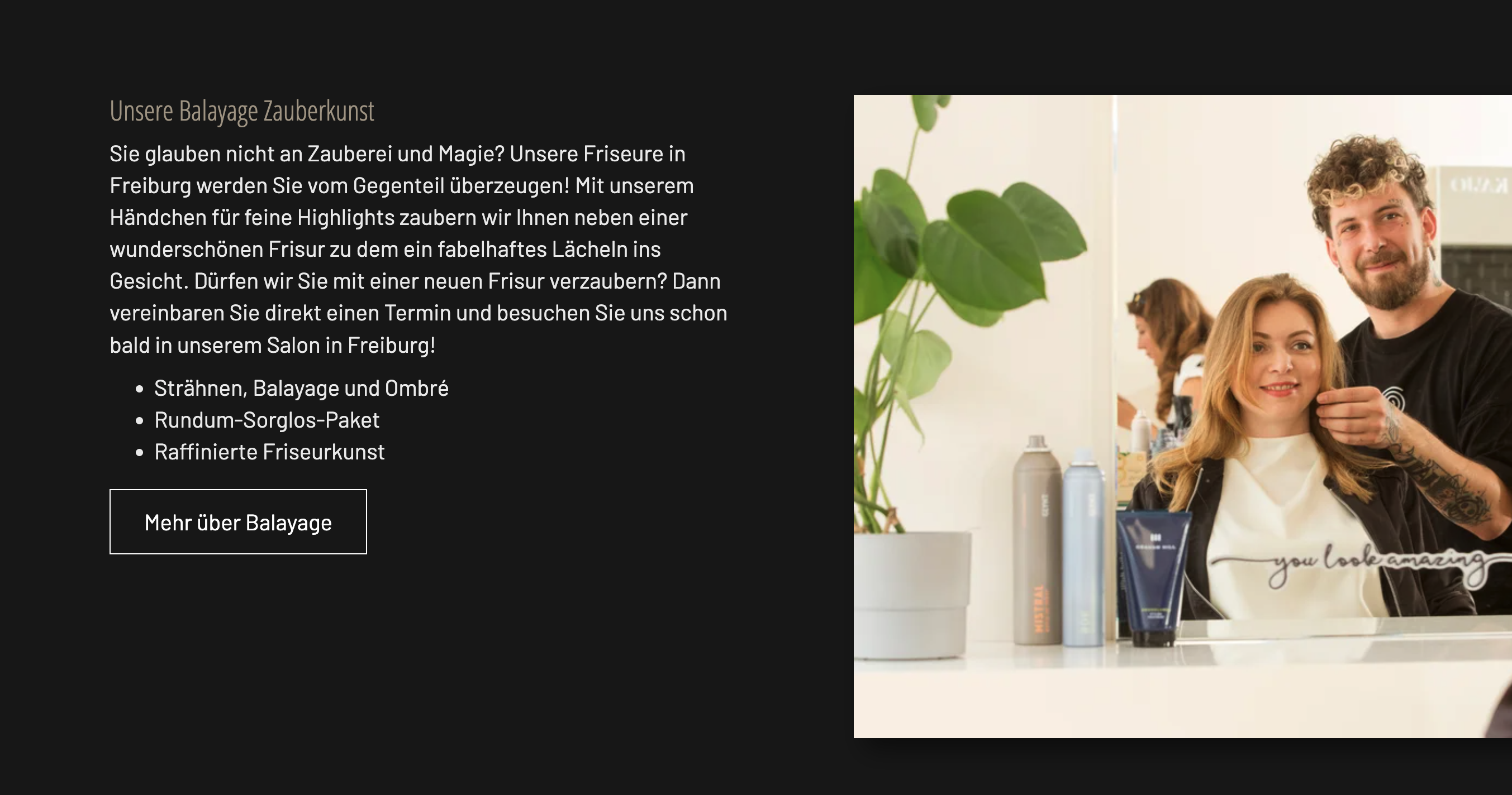 Ausschnitt 2 von 4 der Website von KAJO Friseure, Freiburg im Breisgau