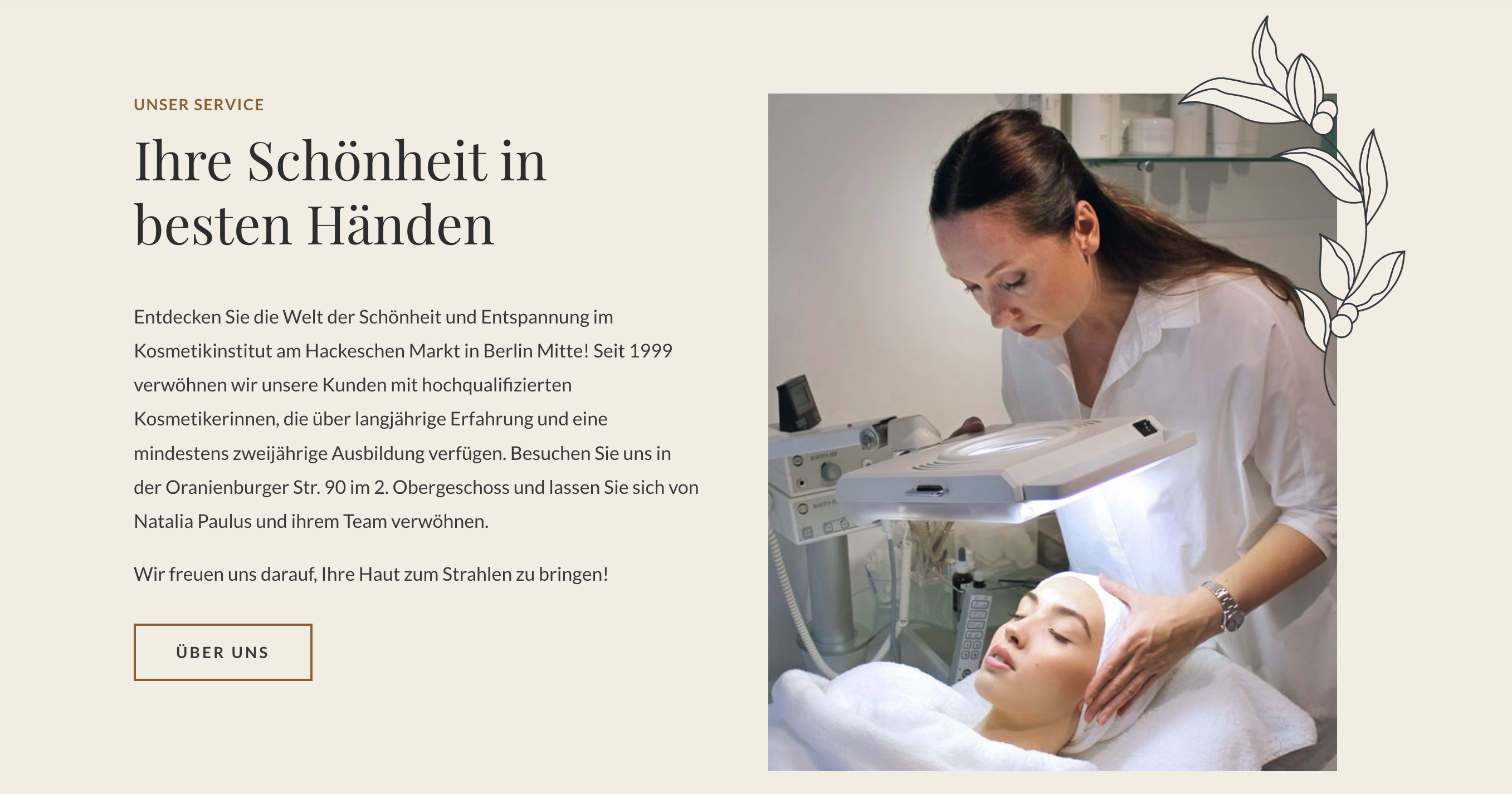 Ausschnitt 1 von 4 der Website von Kosmetikinstitut am Hackeschen Markt Panmax GmbH, Berlin