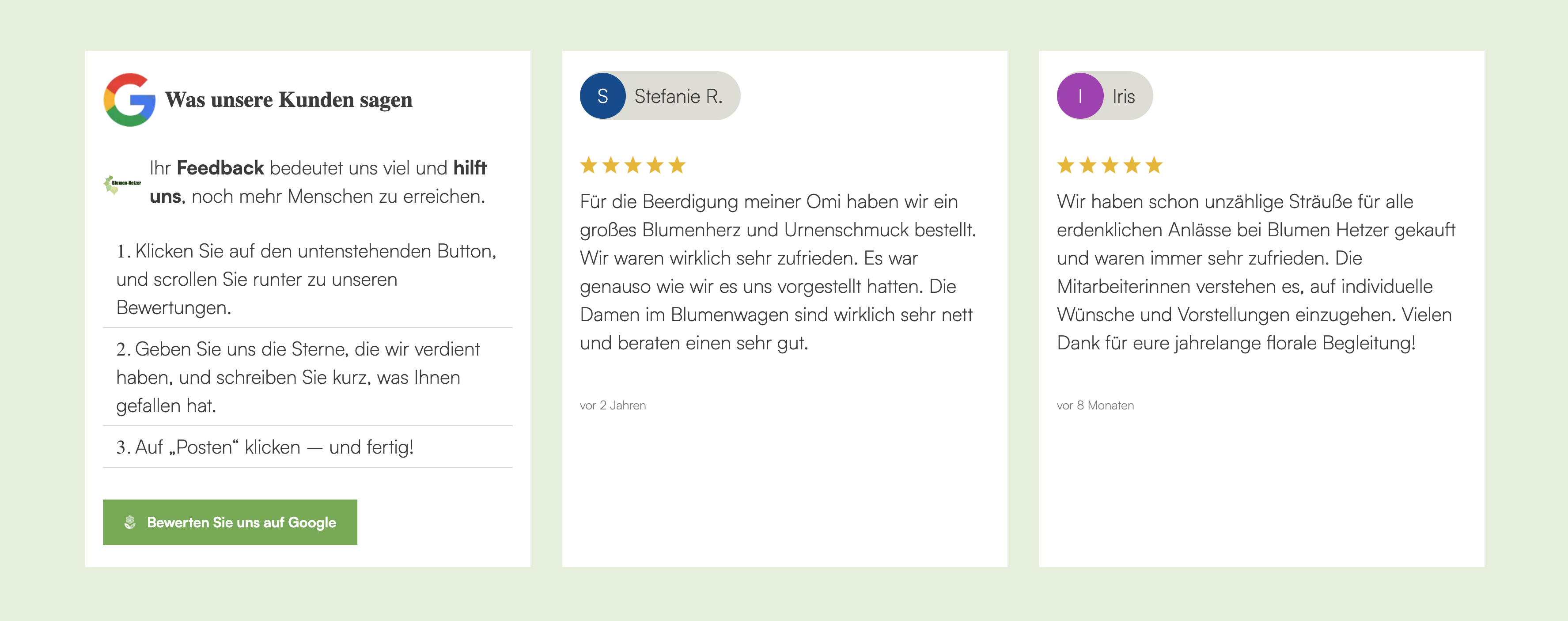 Ausschnitt 3 von 4 der Website von Blumen Hetzer, Berlin