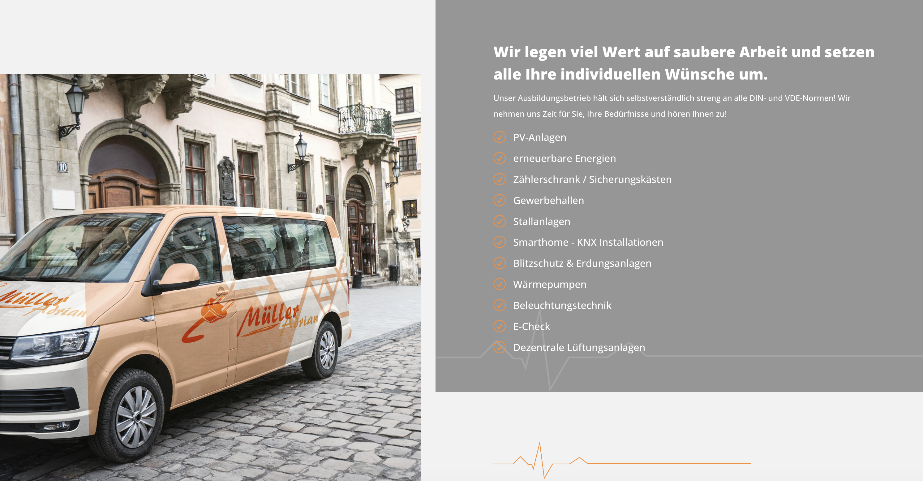 Ausschnitt 3 von 4 der Website von Elektrotechnik Müller Adrian GmbH, Landkreis Fürstenfeldbruck