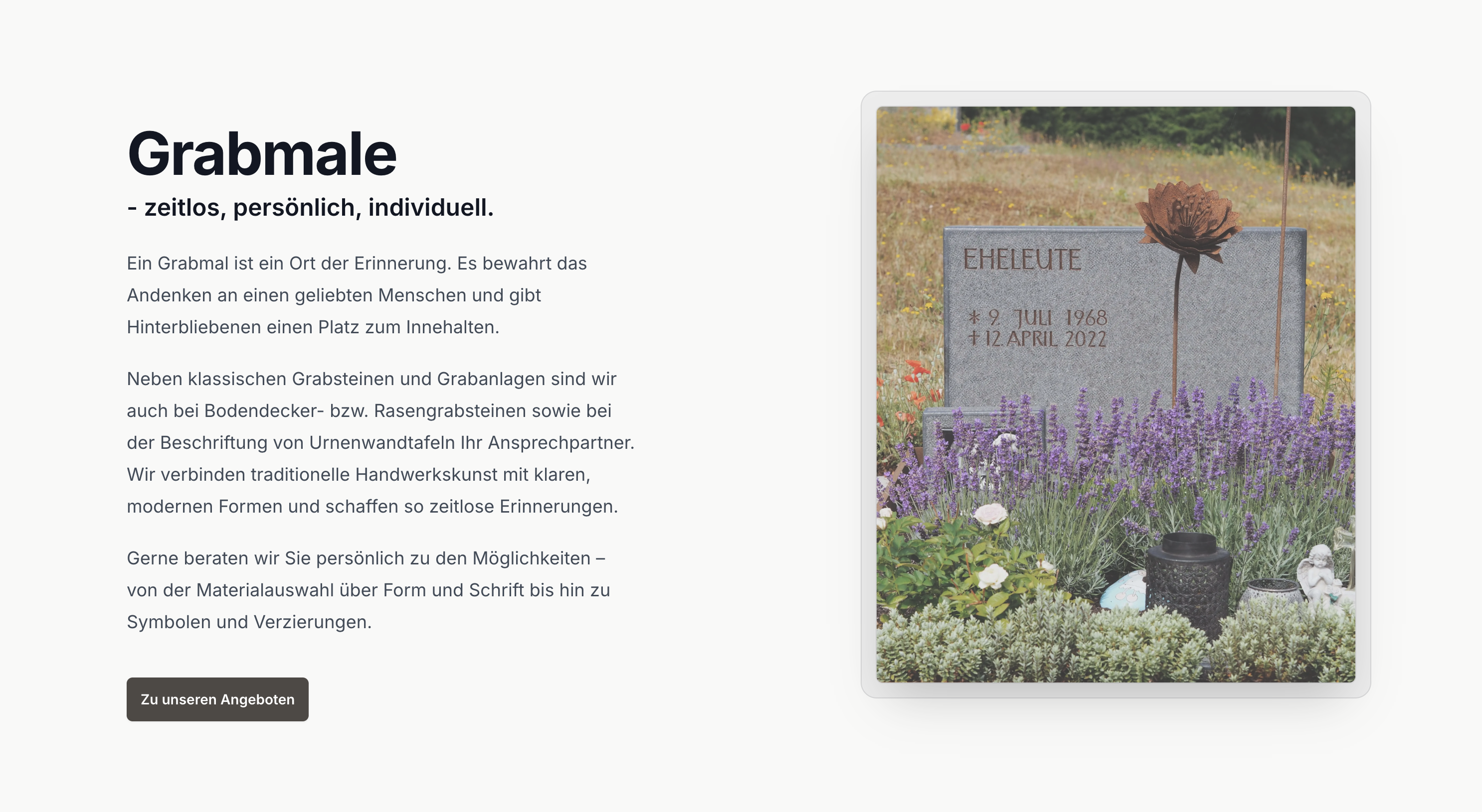 Ausschnitt 3 von 4 der Website von Grabmale Gerd Abel GmbH, Alb-Donau-Kreis