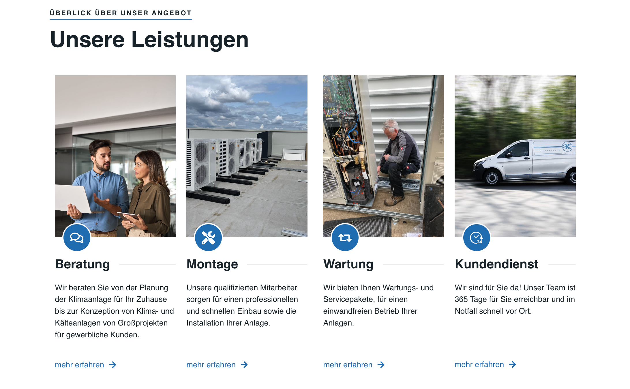 Ausschnitt 2 von 4 der Website von Kältetechnik Olibrink GmbH, Bochum