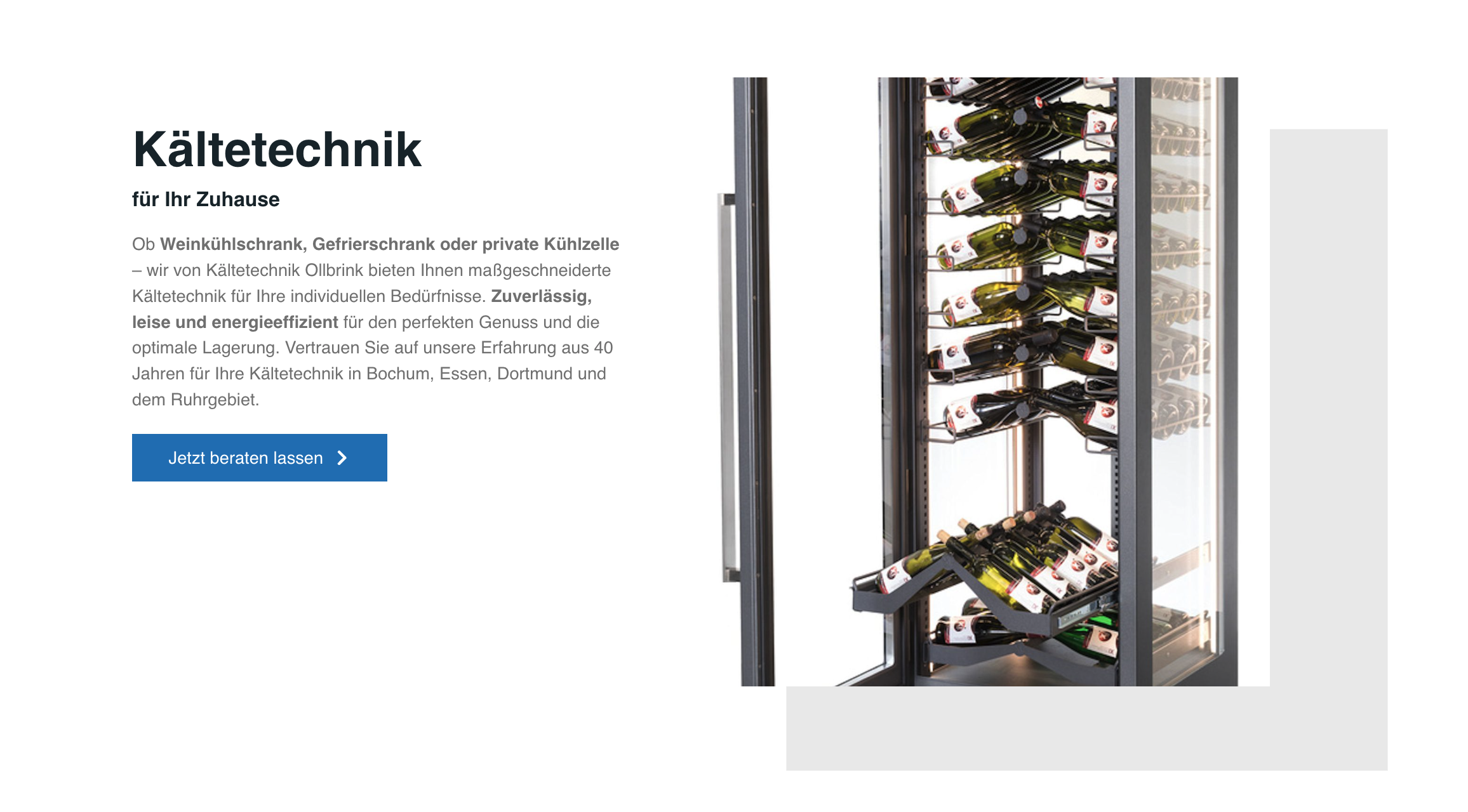Ausschnitt 3 von 4 der Website von Kältetechnik Olibrink GmbH, Bochum