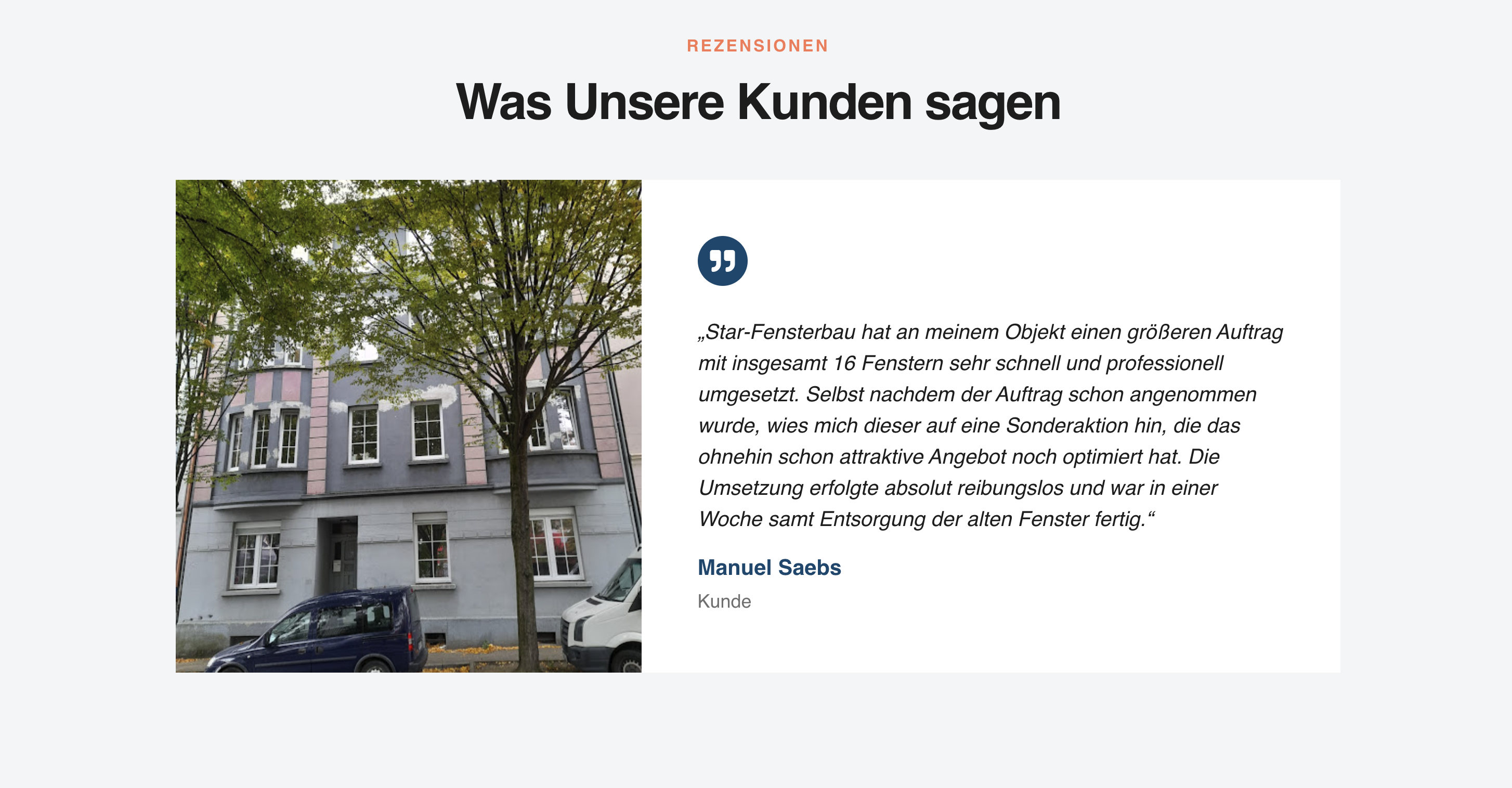 Ausschnitt 3 von 4 der Website von Star Fensterbau, Gelsenkirchen
