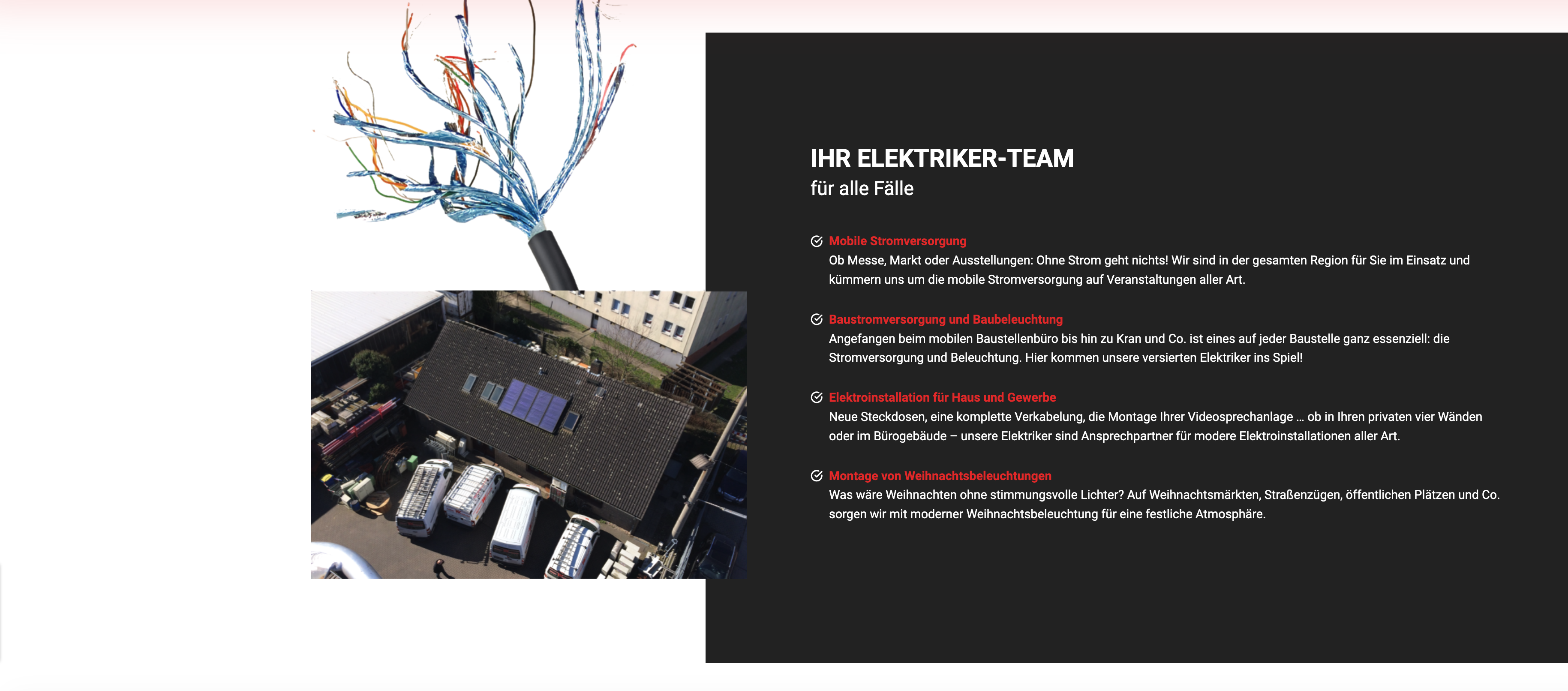 Ausschnitt 2 von 4 der Website von Horst Wehmann GmbH Elektro-Spezialbetrieb, Bremen