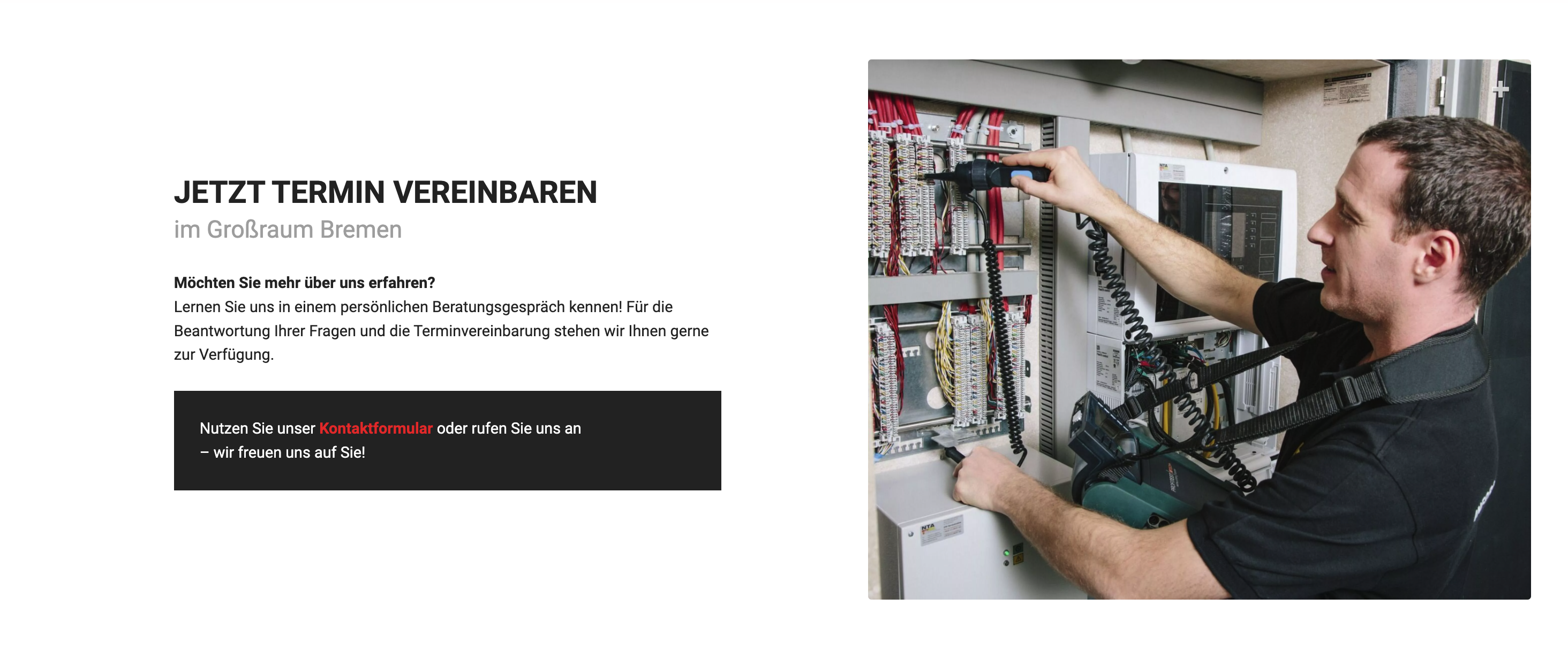 Ausschnitt 4 von 4 der Website von Horst Wehmann GmbH Elektro-Spezialbetrieb, Bremen