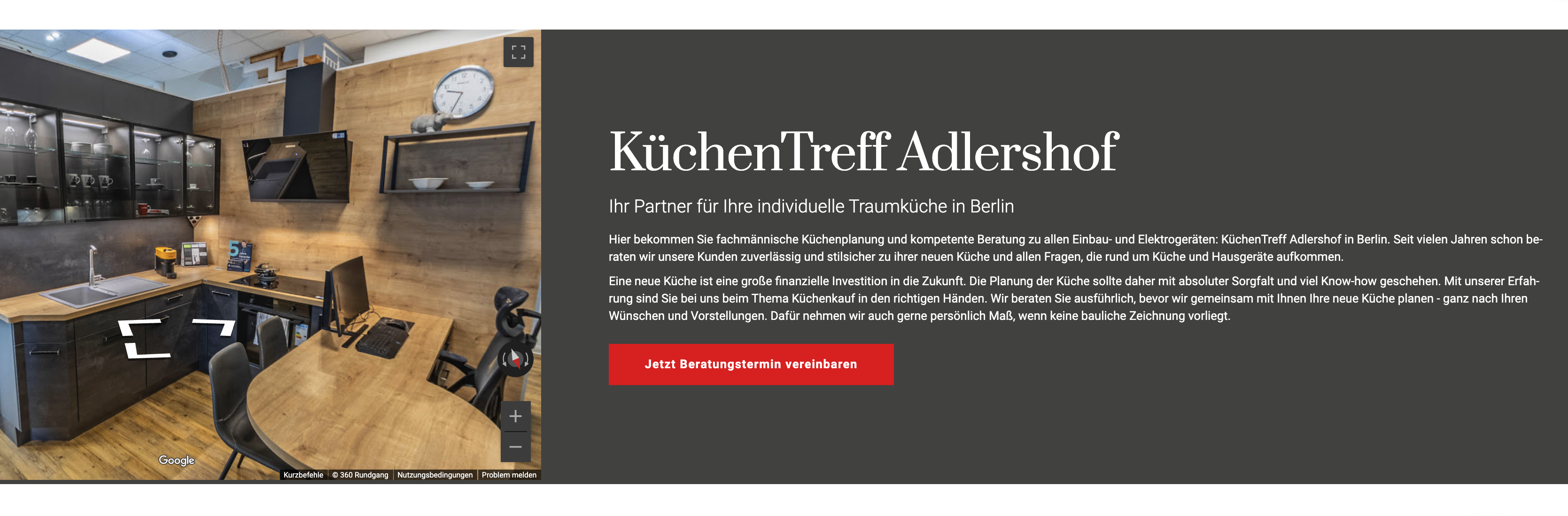 Ausschnitt 3 von 4 der Website von KüchenTreff Adlershof, Berlin